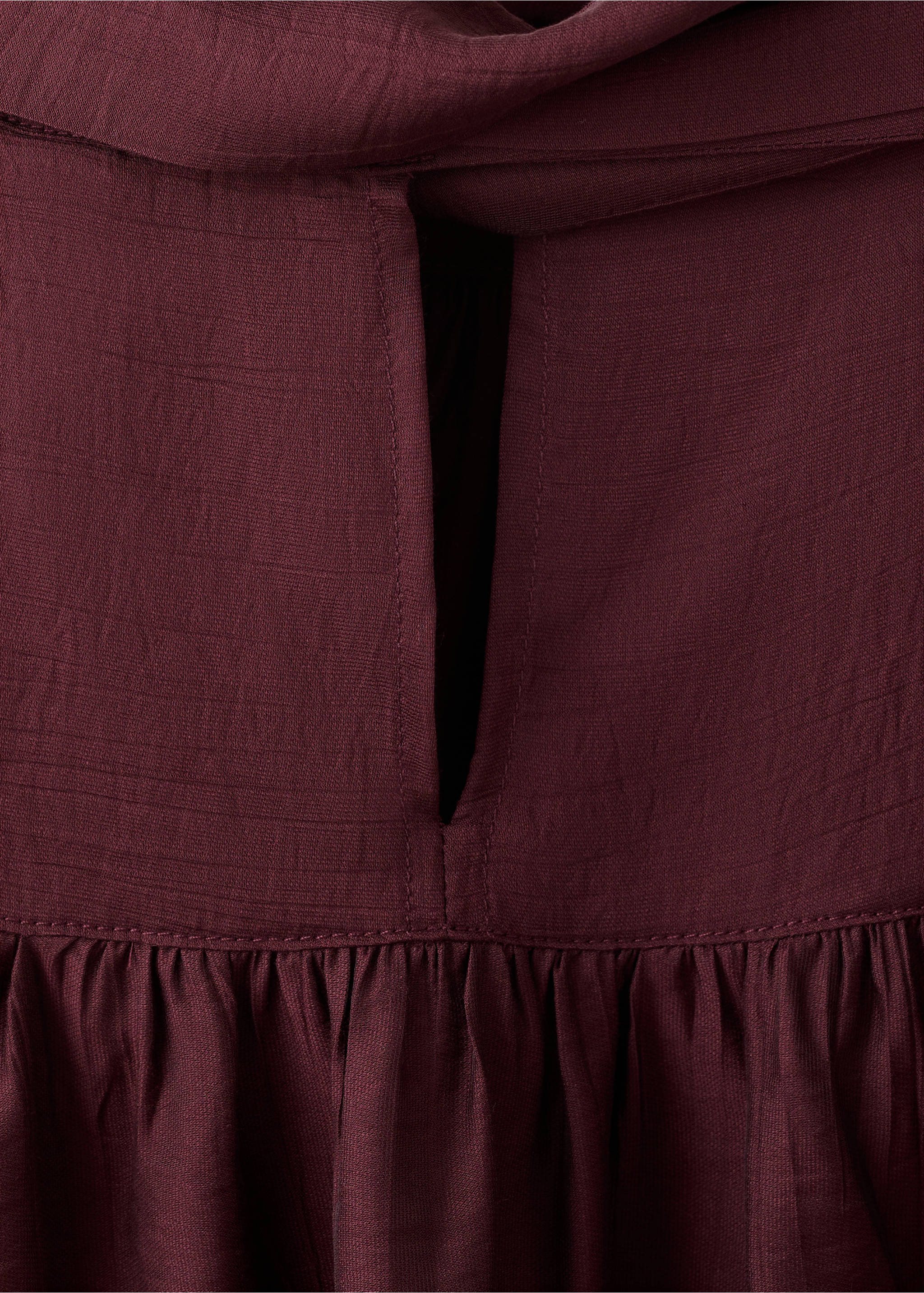 Long-sleeve blouse with a scarf collar - Details of the article 0, Maroon. Ref: 27045831-00.
