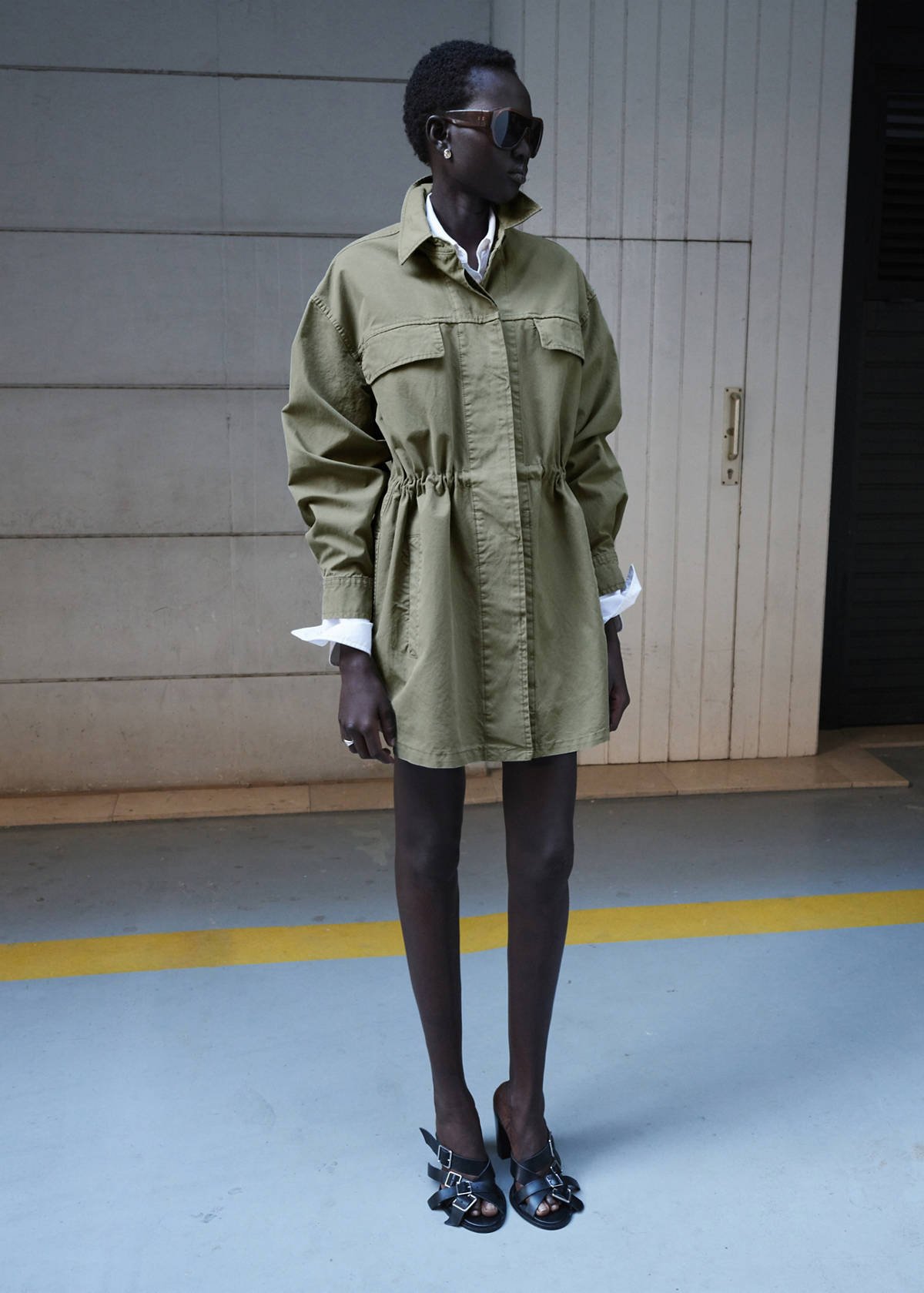Oversized denim parka