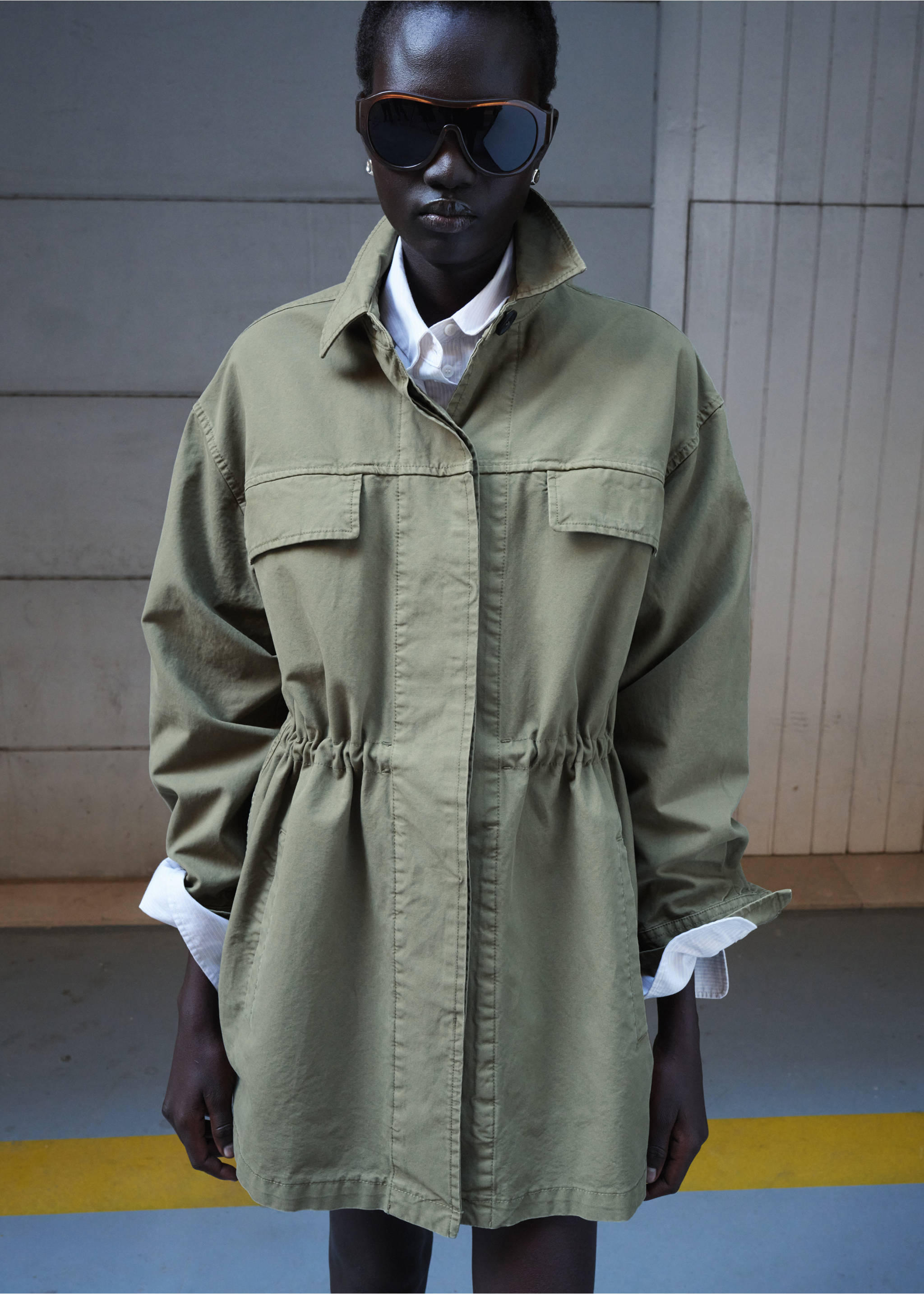 Oversized-Jeansparka - Mittlere Ansicht, Khaki. Ref: 27045973-00.
