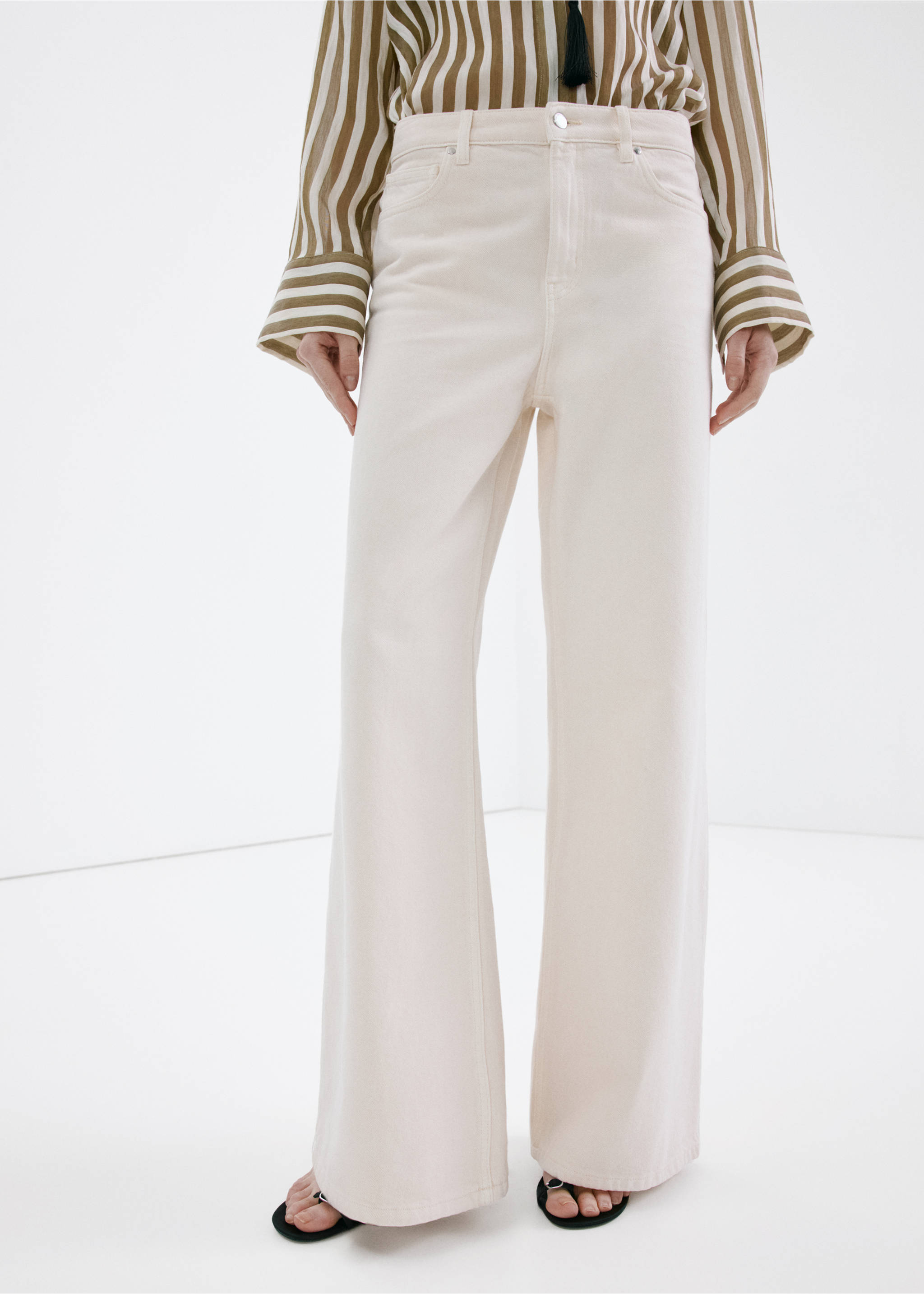 Wide leg mid-rise jeans - Medium plane, Off White. Ref: 27047140-00.