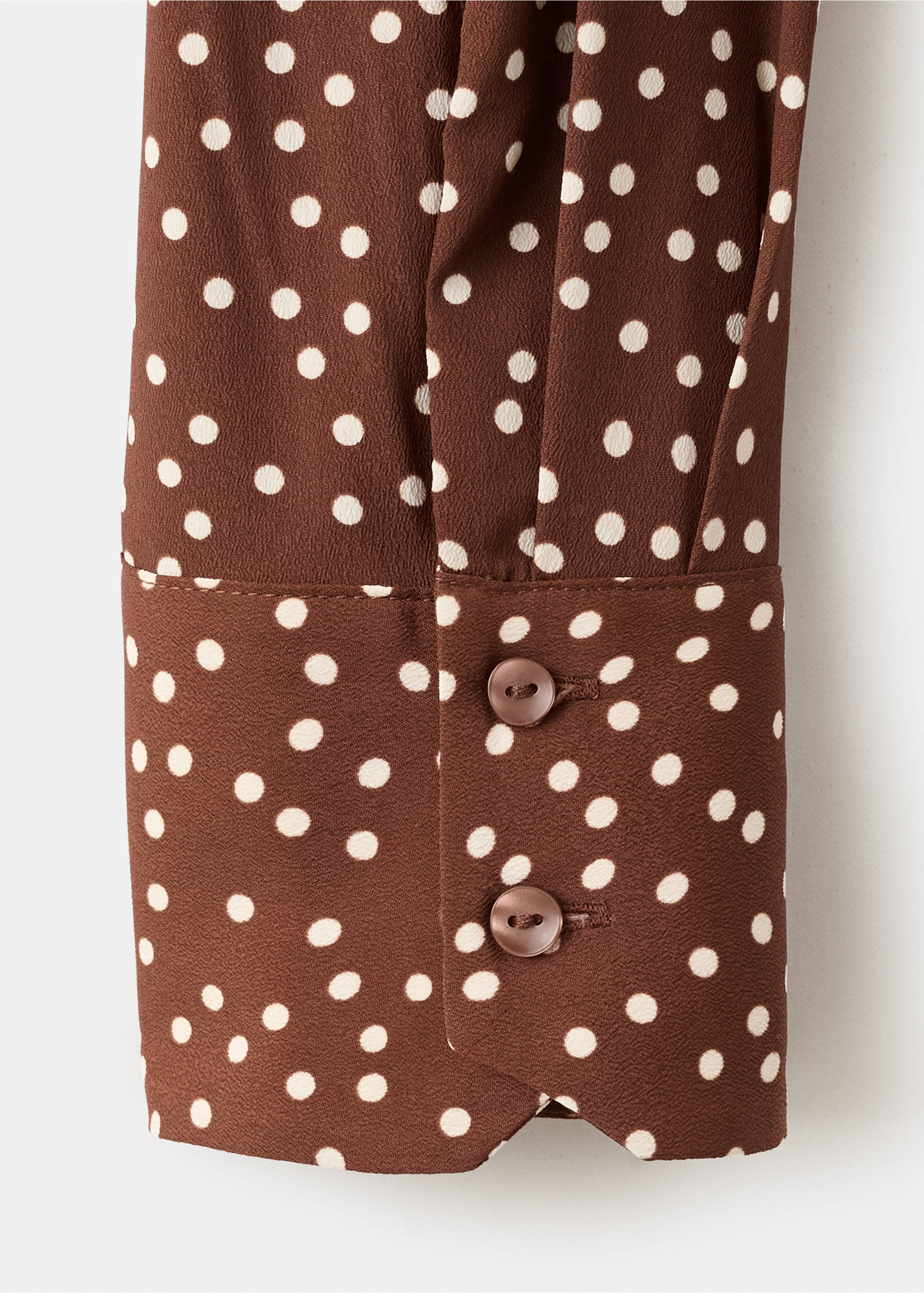 Brown polka dot shirt fabric and buttoned cuff detail., Tobacco Brown. Ref: 27051236-00.