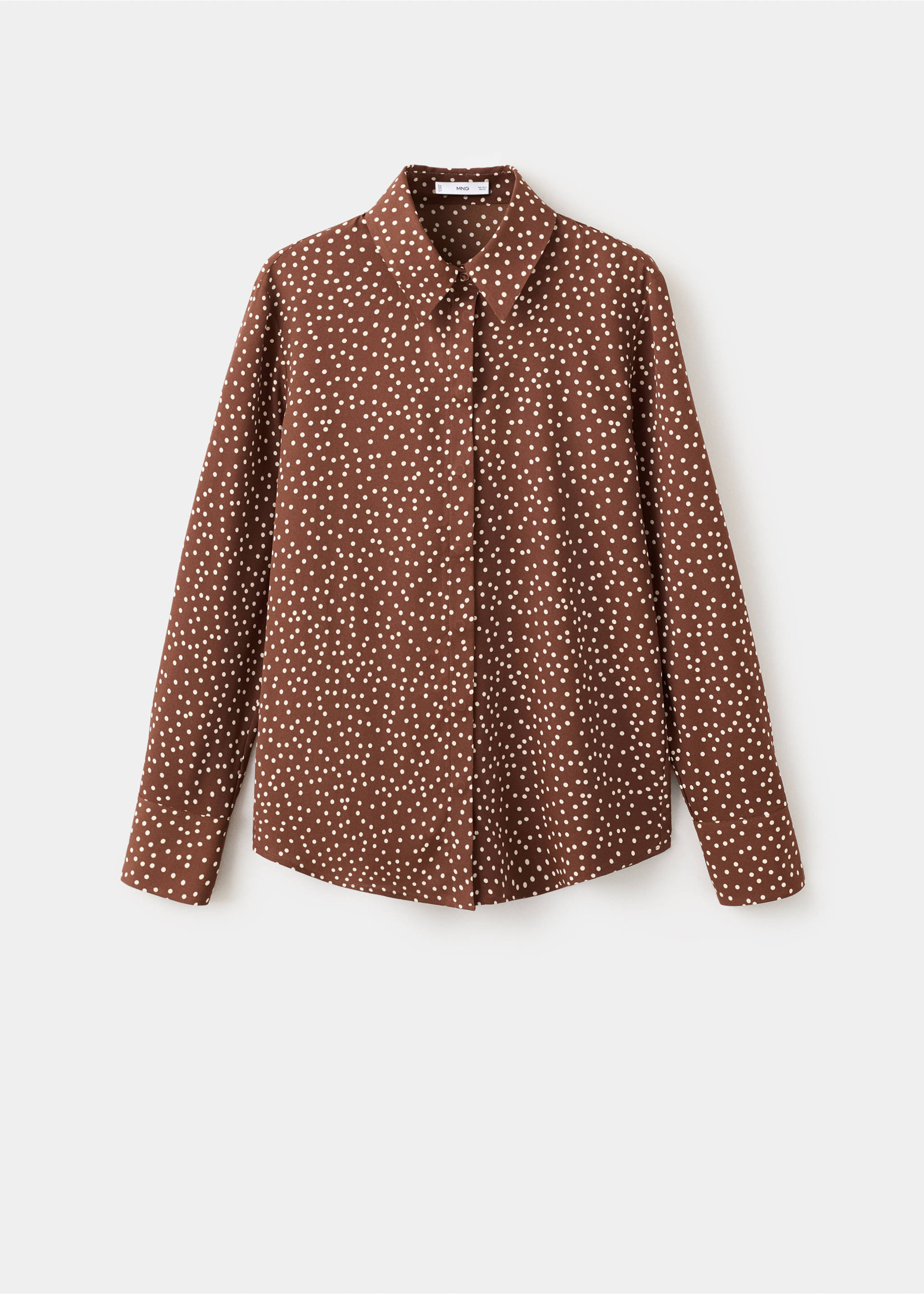 Brown polka dot shirt with long sleeves and a classic collar., Tobacco Brown. Ref: 27051236-00.