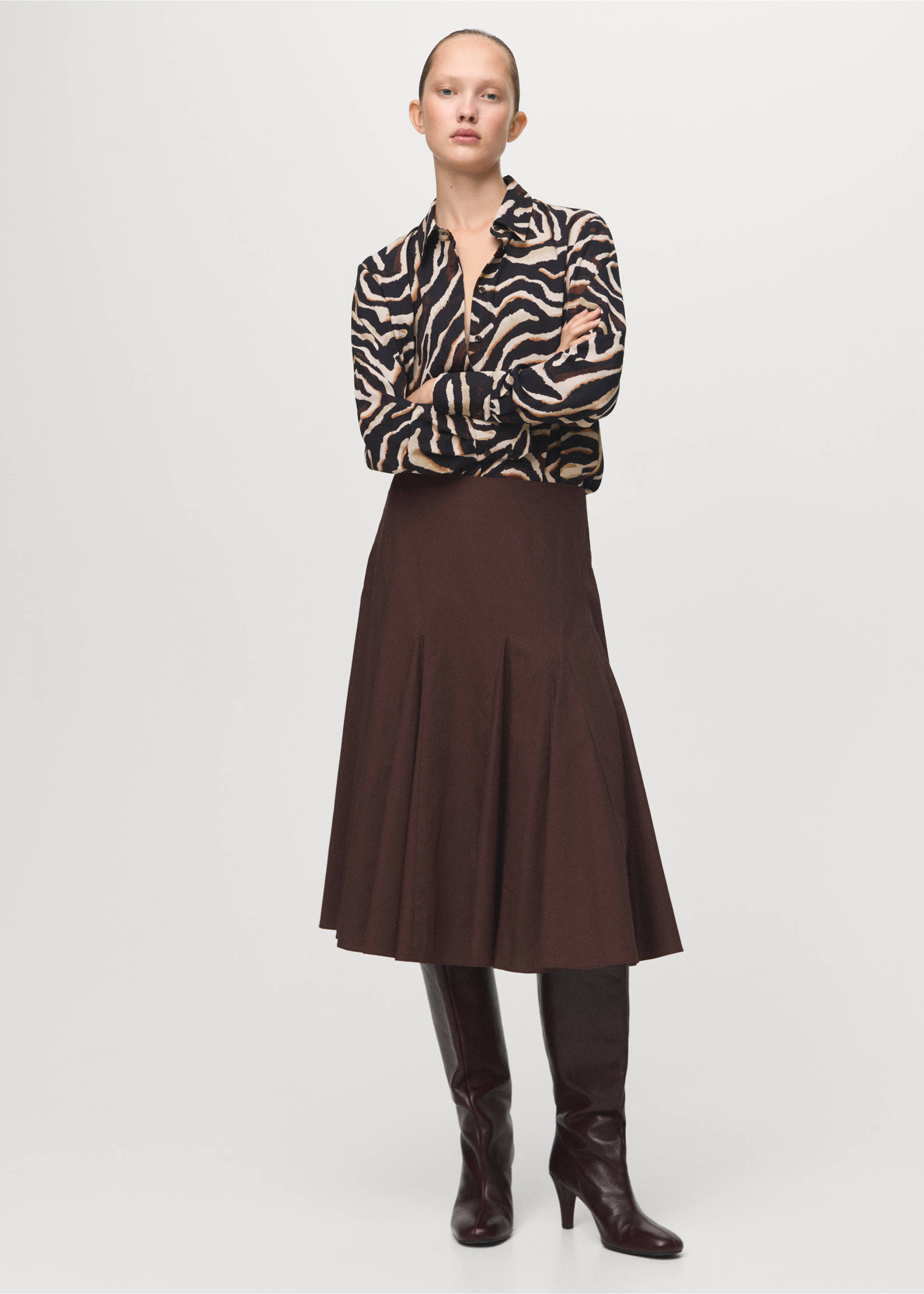 Printed straight shirt - General plane, Black. Ref: 27051236-00.