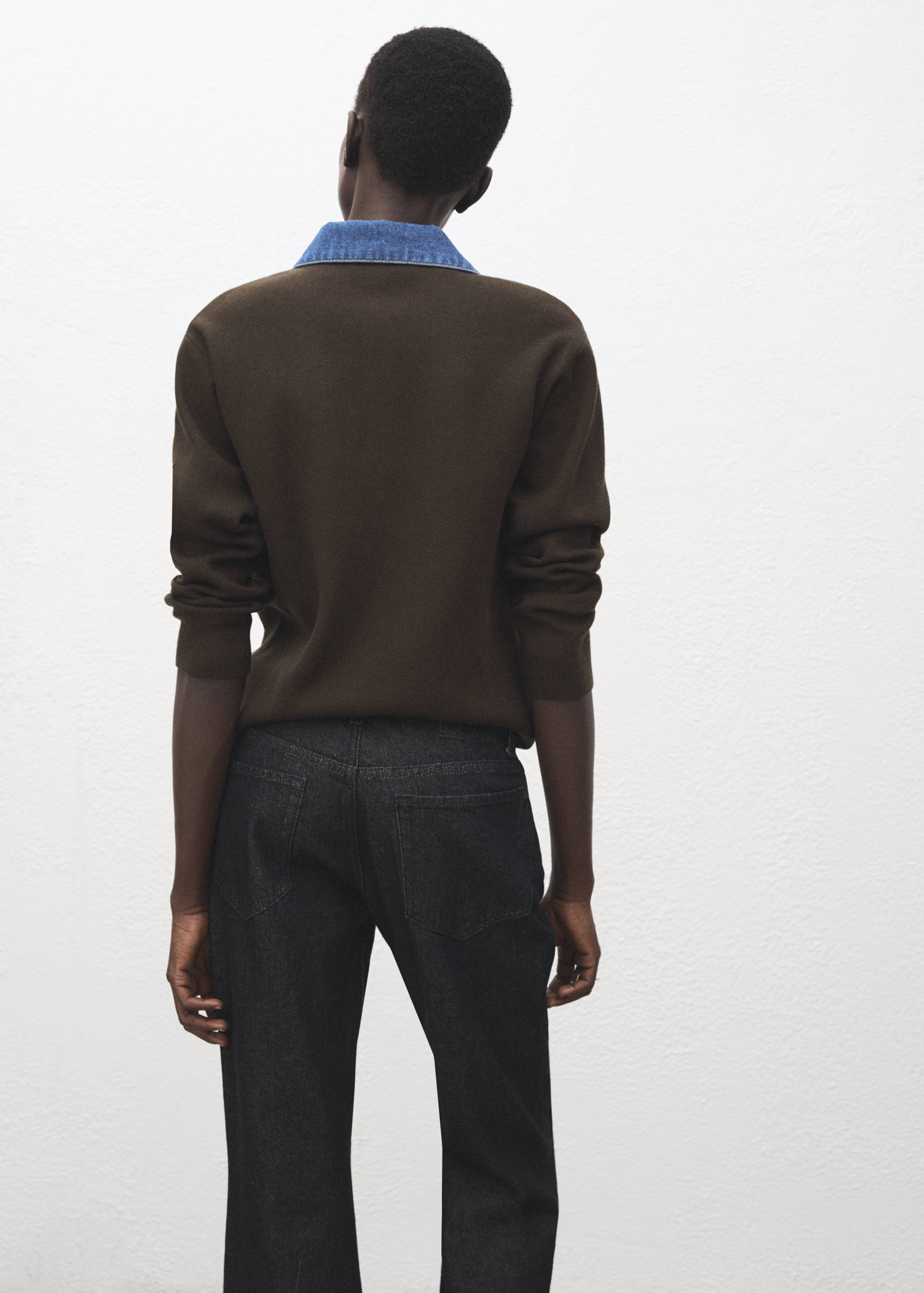 Kombinierter Pullover mit Hemdkragen - Rückseite des Artikels
