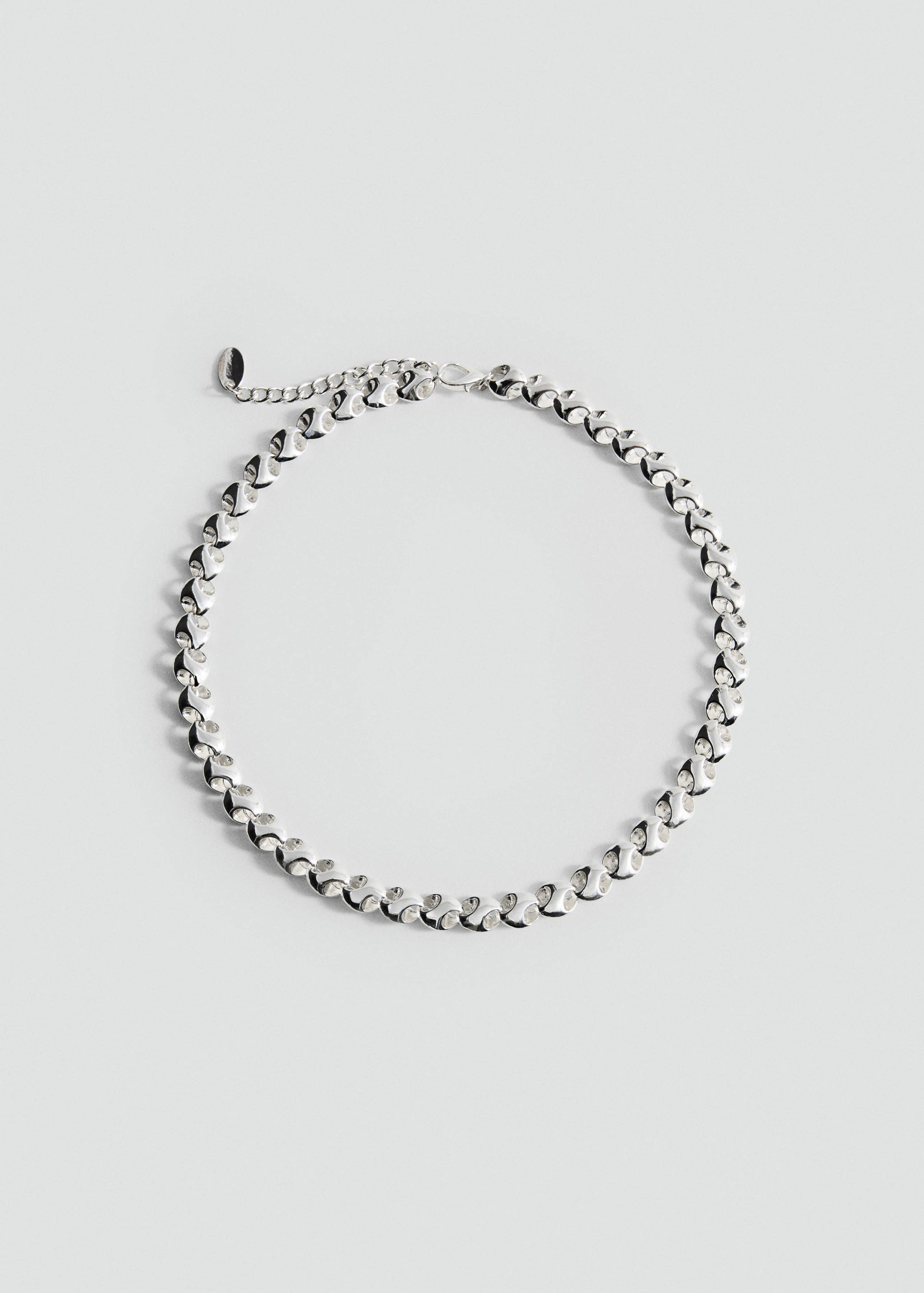 Silver-coloured crystal-embellished collar necklace.