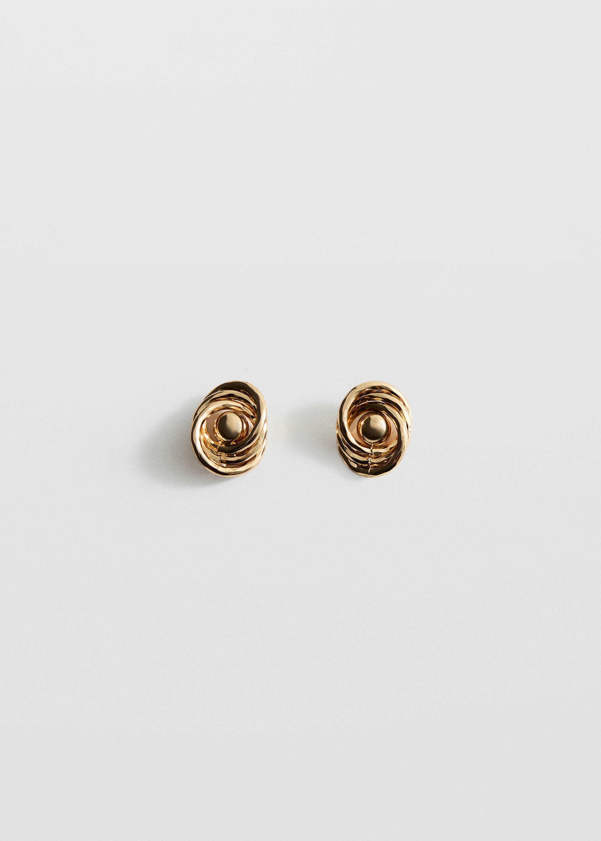 Pair of gold-finish intertwined spiral stud earrings.