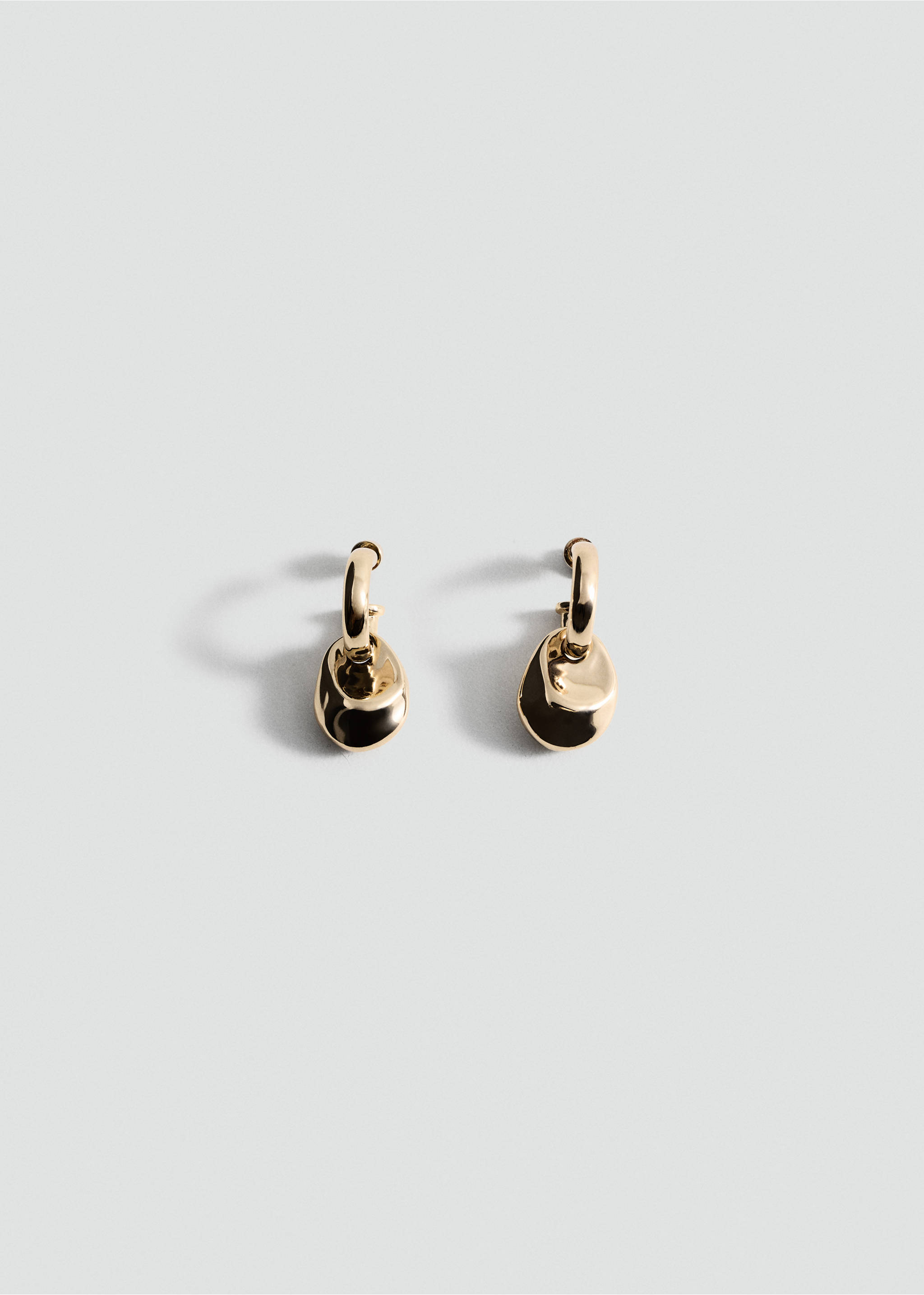 Gold-tone earrings with small hoops and irregular drop pendants., Gold. Ref: 27052927-00.