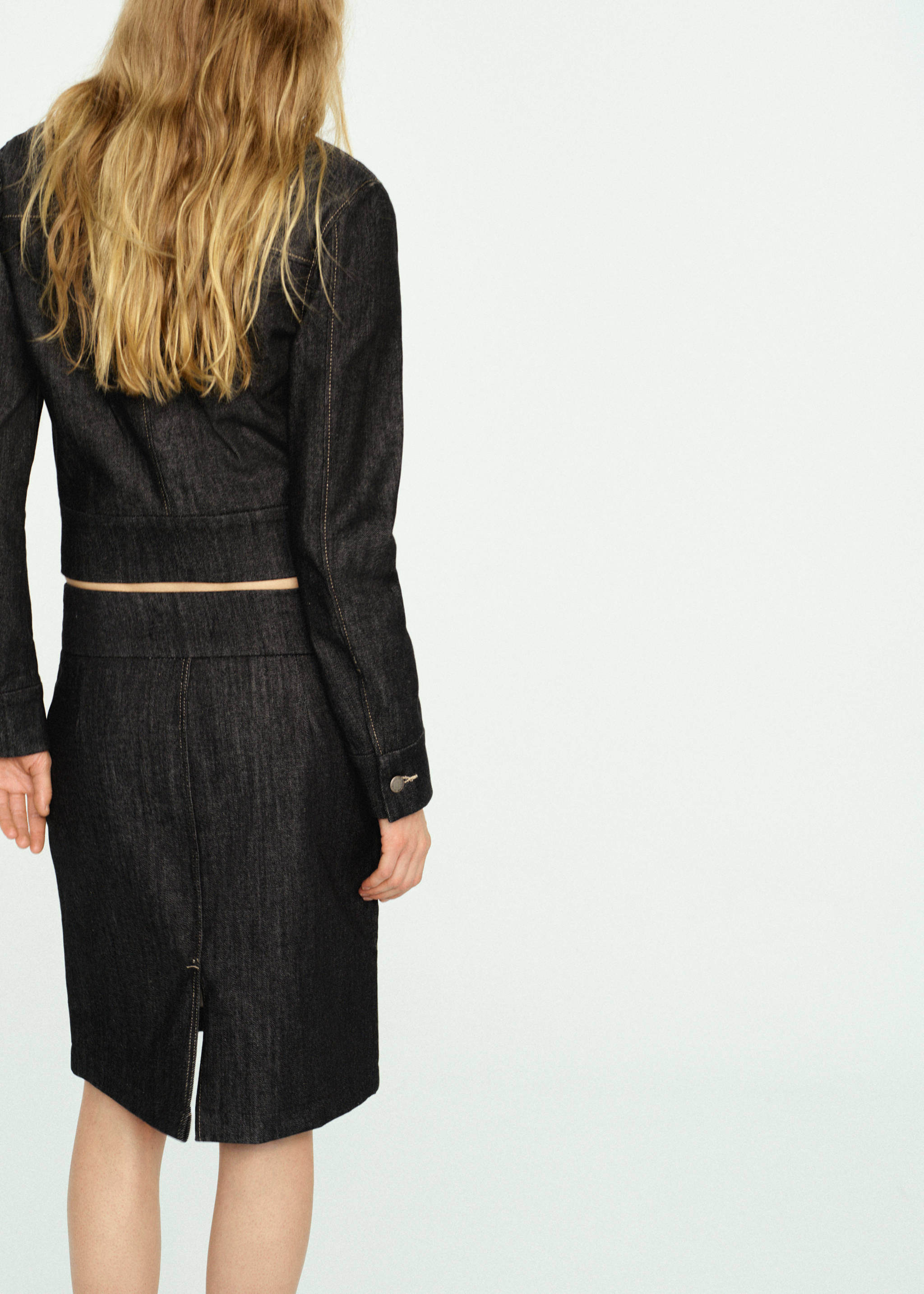 Falda midi vaquera - Reverso del artículo, Negro. Ref: 27053319-00.