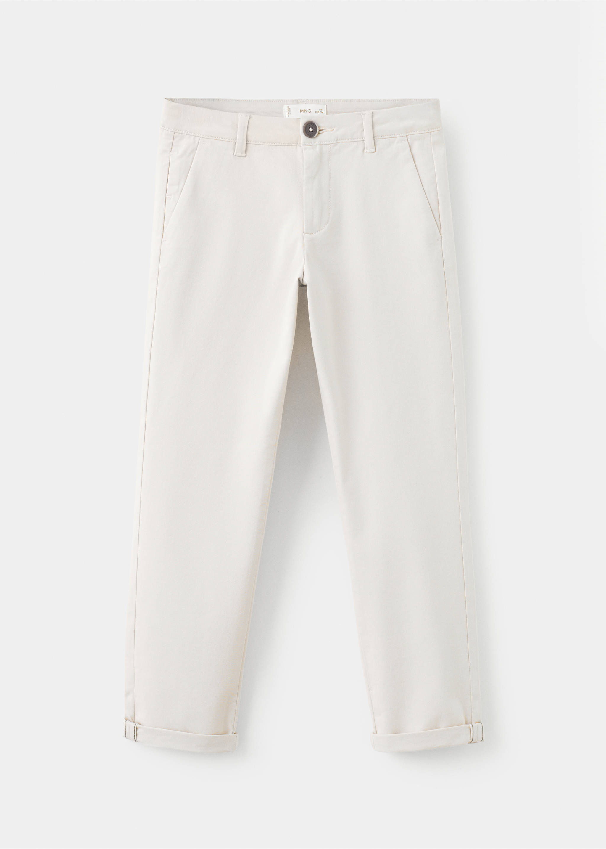 Off-white children's trousers in a tapered fit with rolled cuffs., Ice Grey. Ref: 27054403-00.