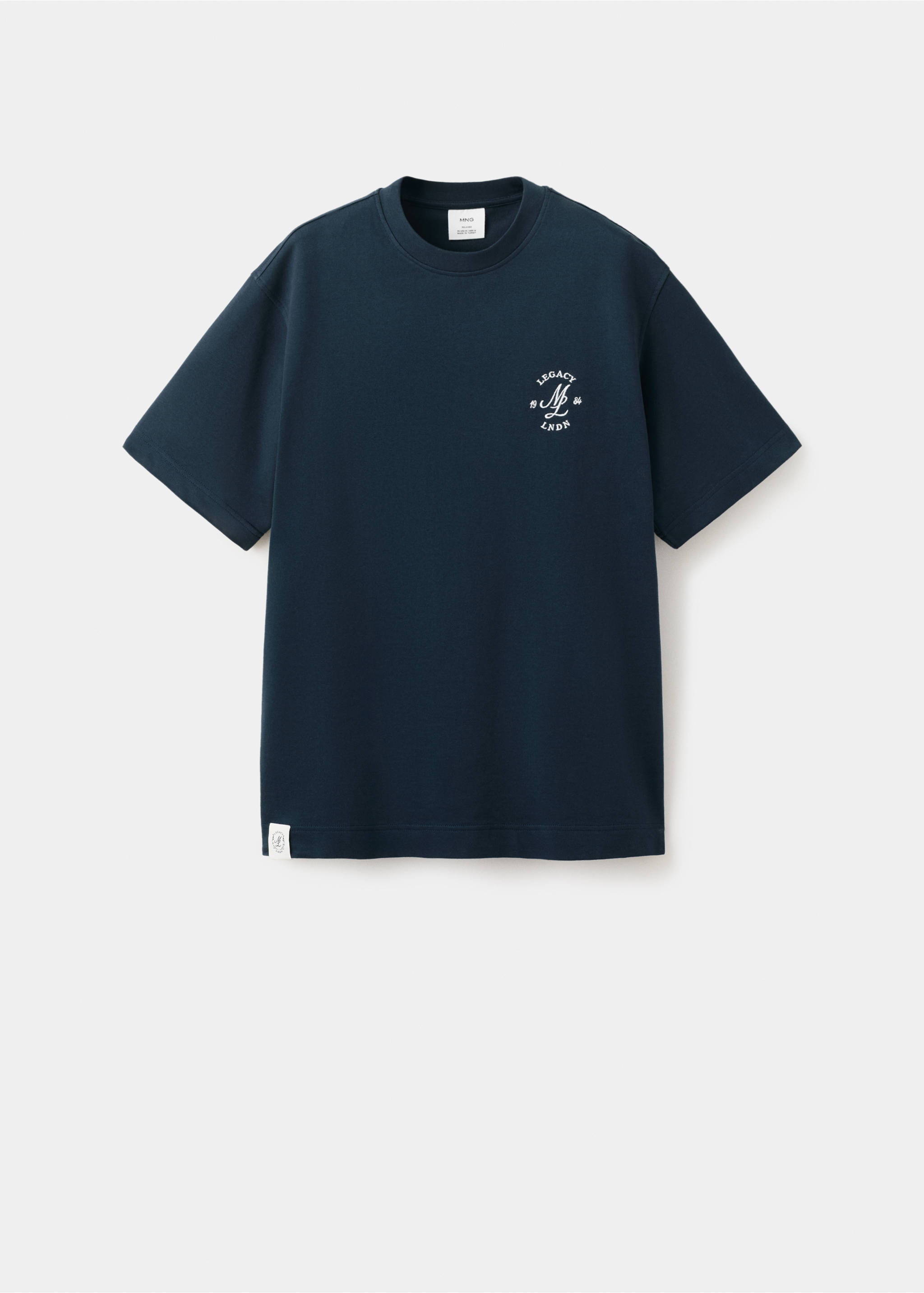 Dark navy blue short-sleeved t-shirt with a crew neck and a small white chest logo., Navy. Ref: 27054438-00.