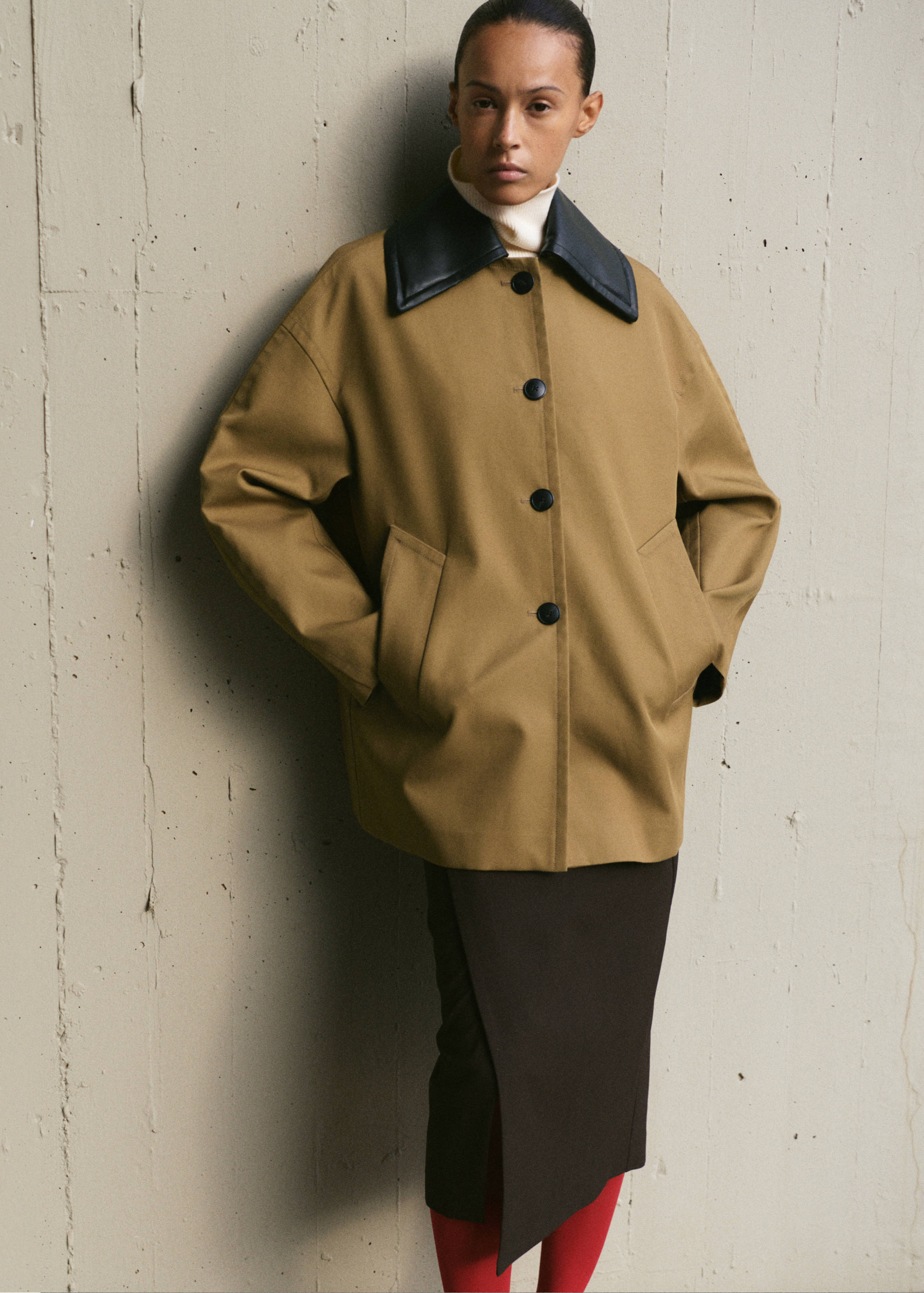 Faux leather effect trench coat - Medium plane
