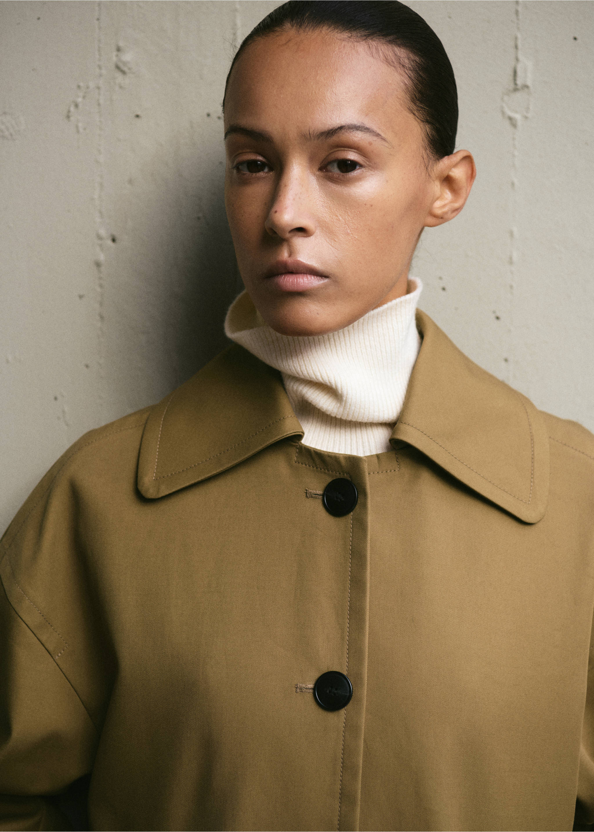 Faux leather effect trench coat - Details of the article 1, Medium Brown. Ref: 27054780-00.