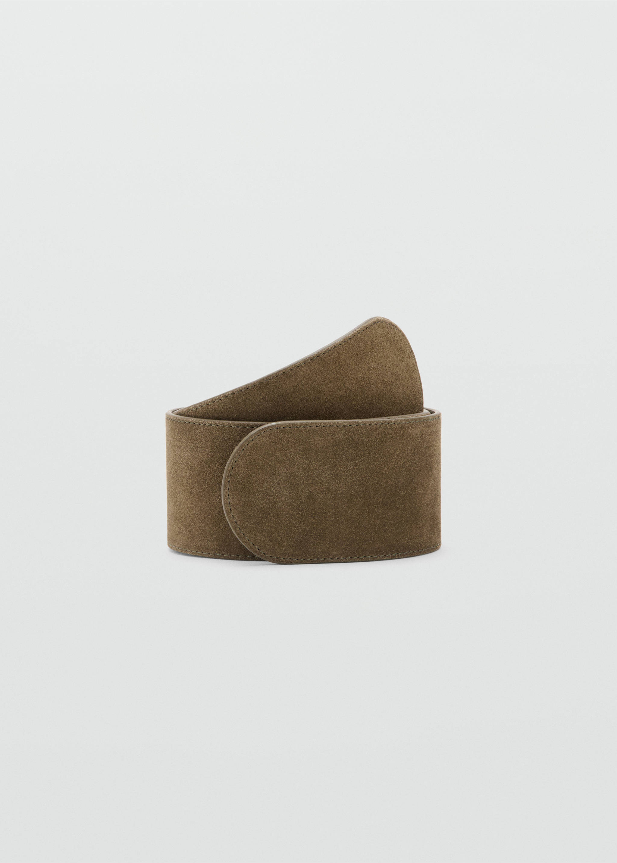 Kožený semišový pásek - Zboží bez modelu, Khaki. Ref: 27055952-00.