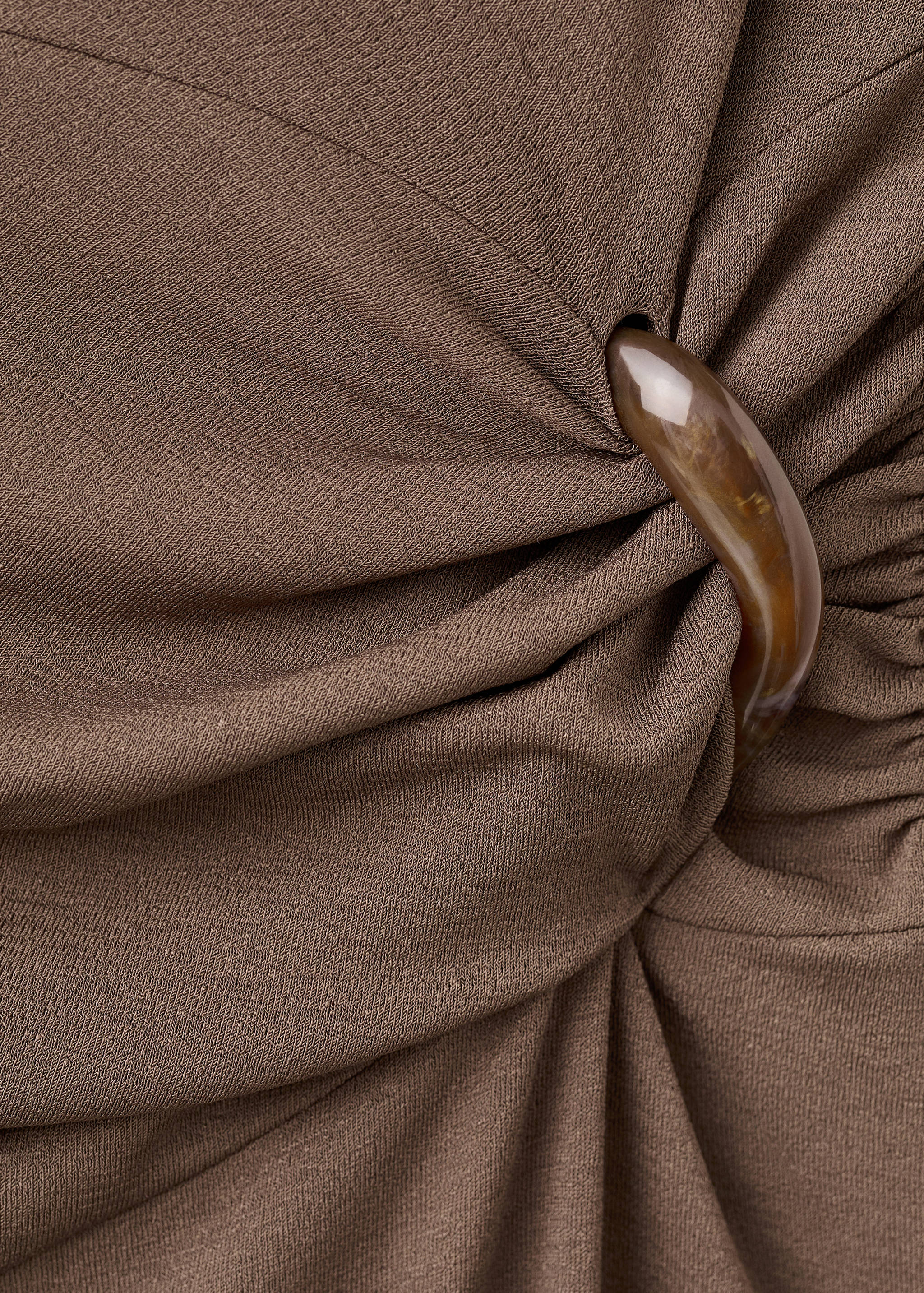Draped neck dress with side ruching - Details of the article 0