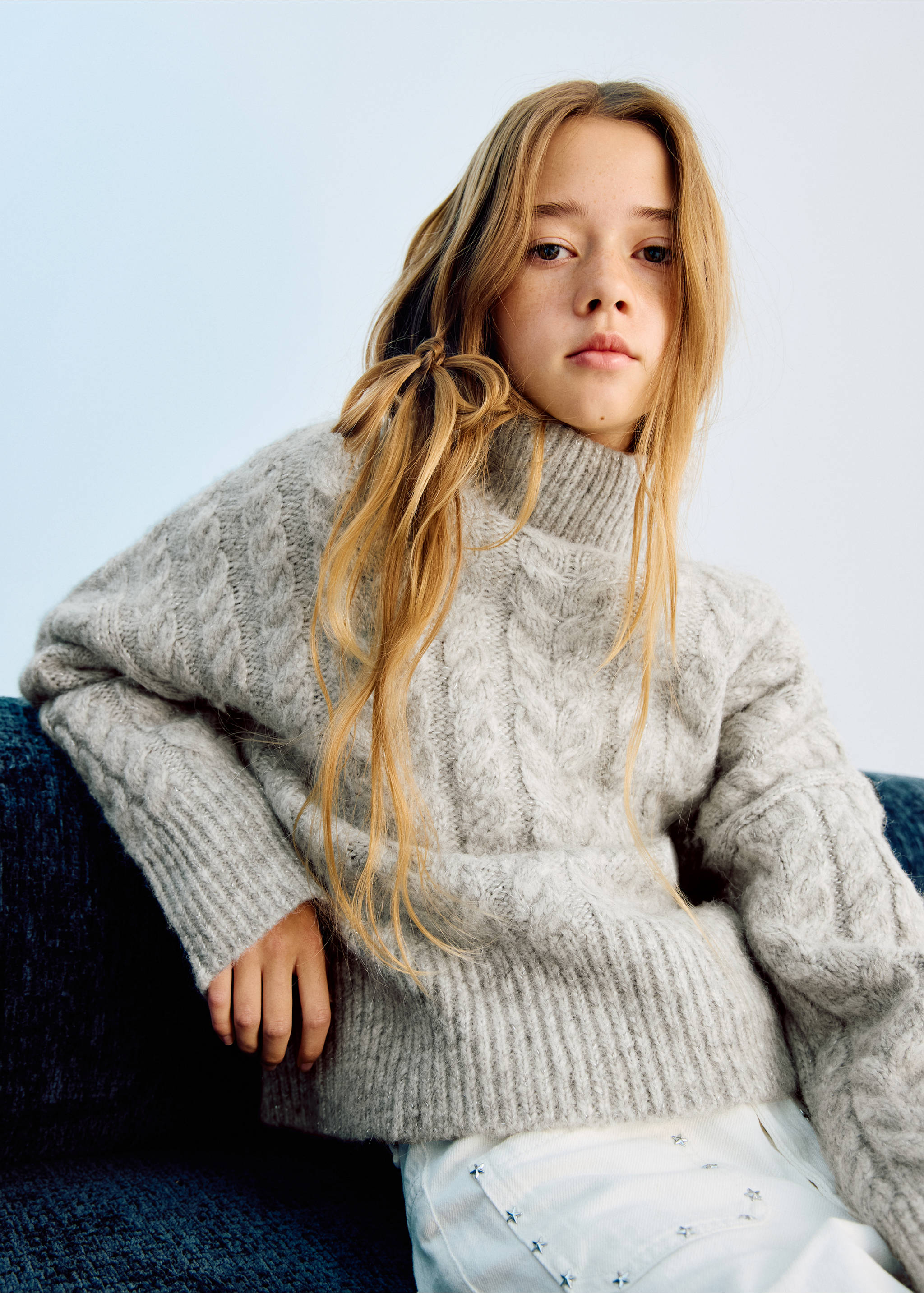 Lurex-Pullover mit Rollkragen - Allgemeine Ansicht, Grau. Ref: 27061180-00.