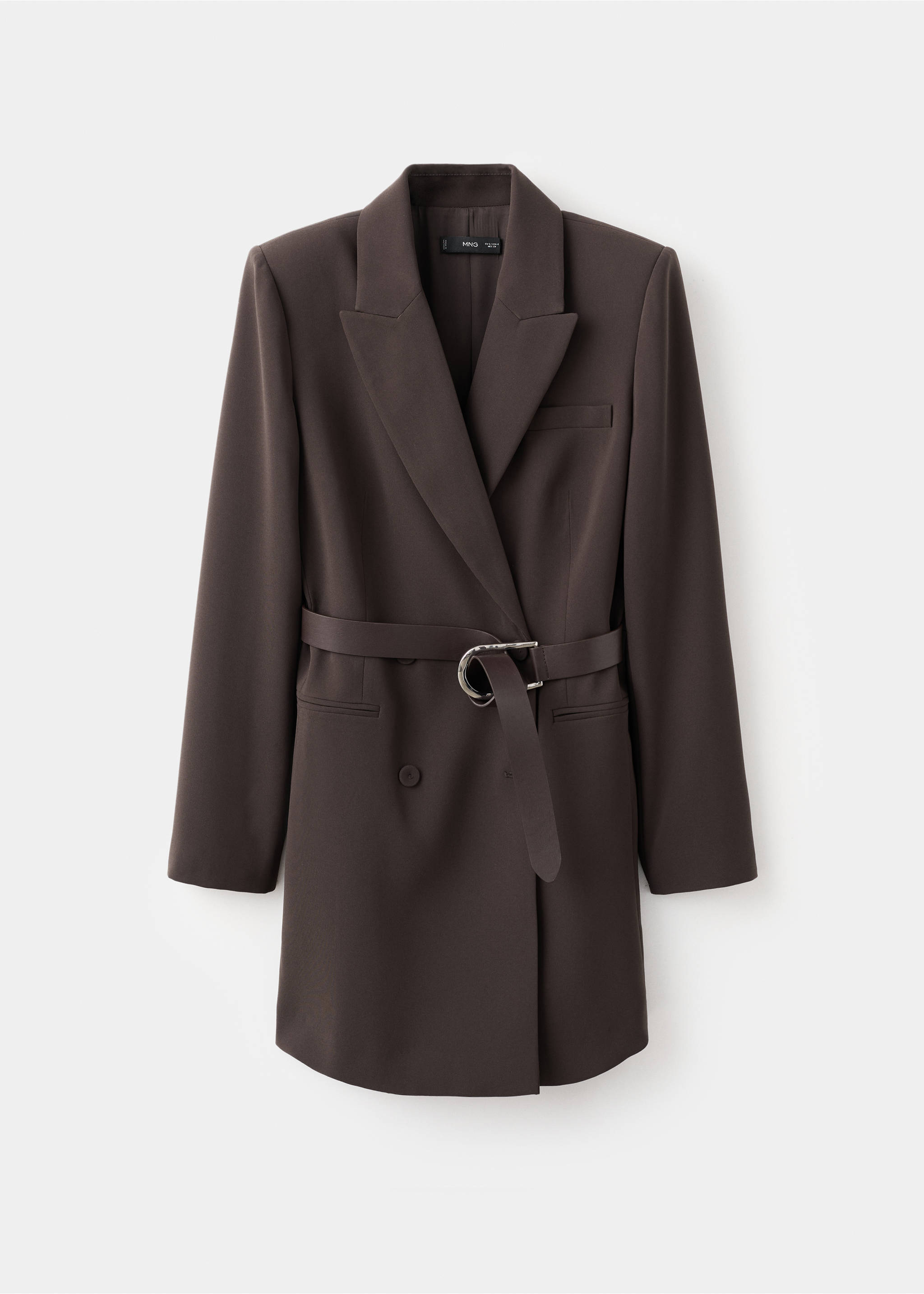 Blazer-style dress with belt - Article without model, Chocolate. Ref: 27061242-00.