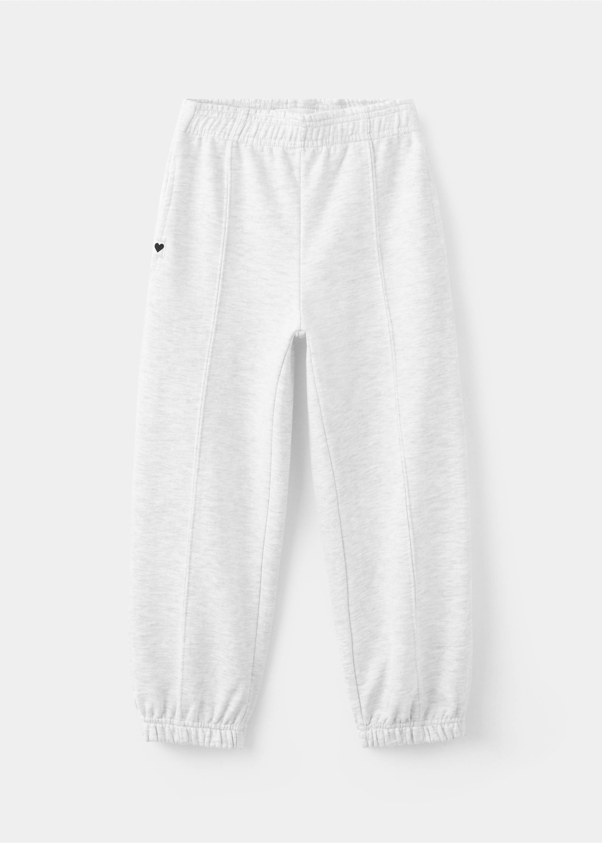 Light grey marl kids joggers with elasticated cuffs and front seams., Light Heather Grey. Ref: 27061269-00.