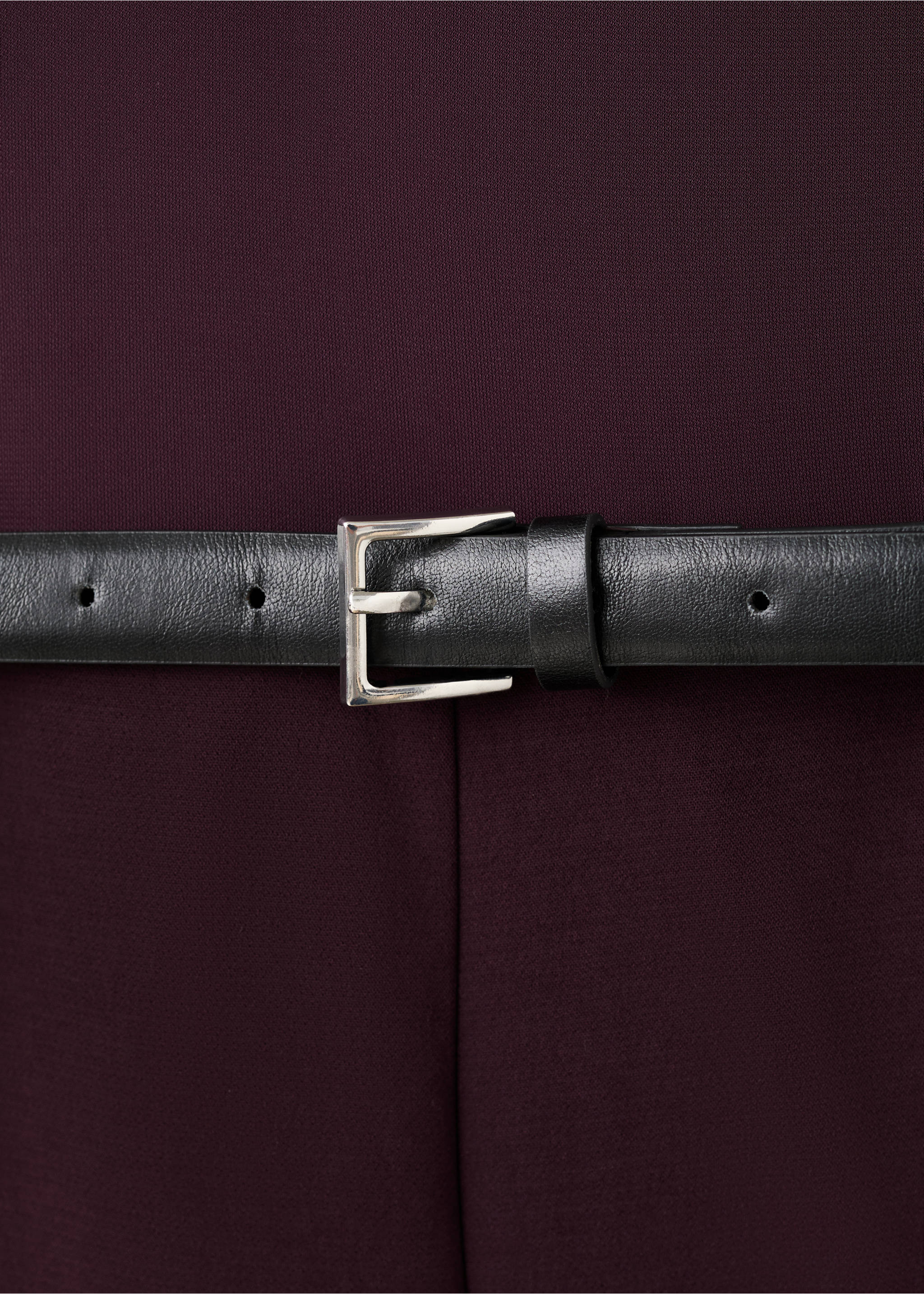 Jumpsuit with asymmetrical neckline and belt - Details of the article 8, Wine. Ref: 27061316-00.