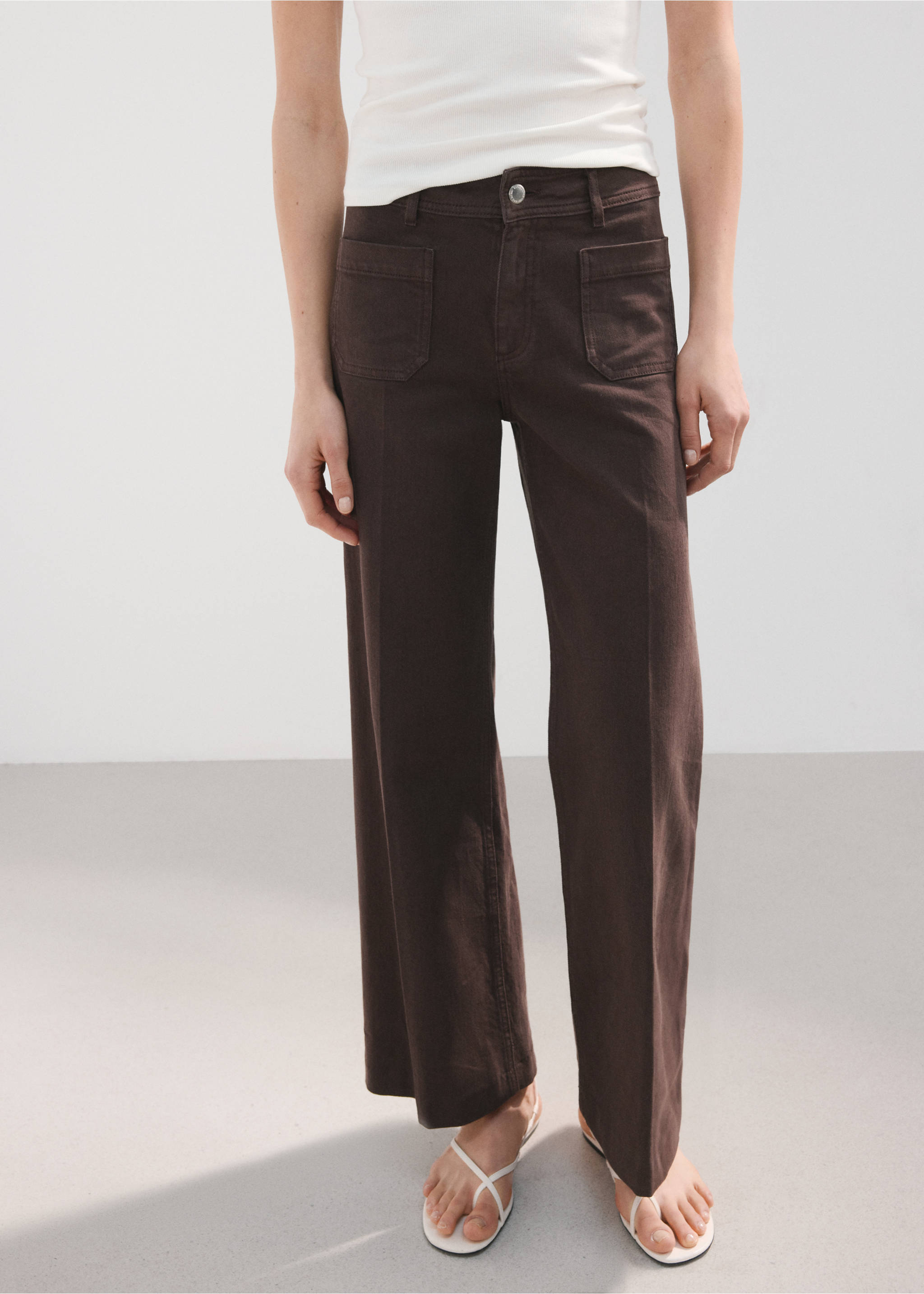 Wide leg jeans with pockets - Medium plane, Chocolate. Ref: 27061322-00.