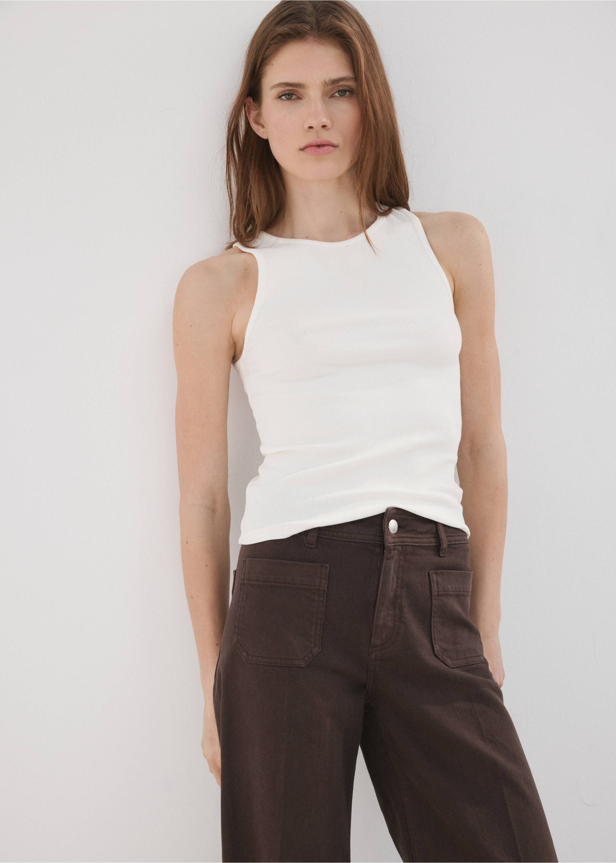 Wide leg jeans with pockets - Details of the article 1, Chocolate. Ref: 27061322-00.