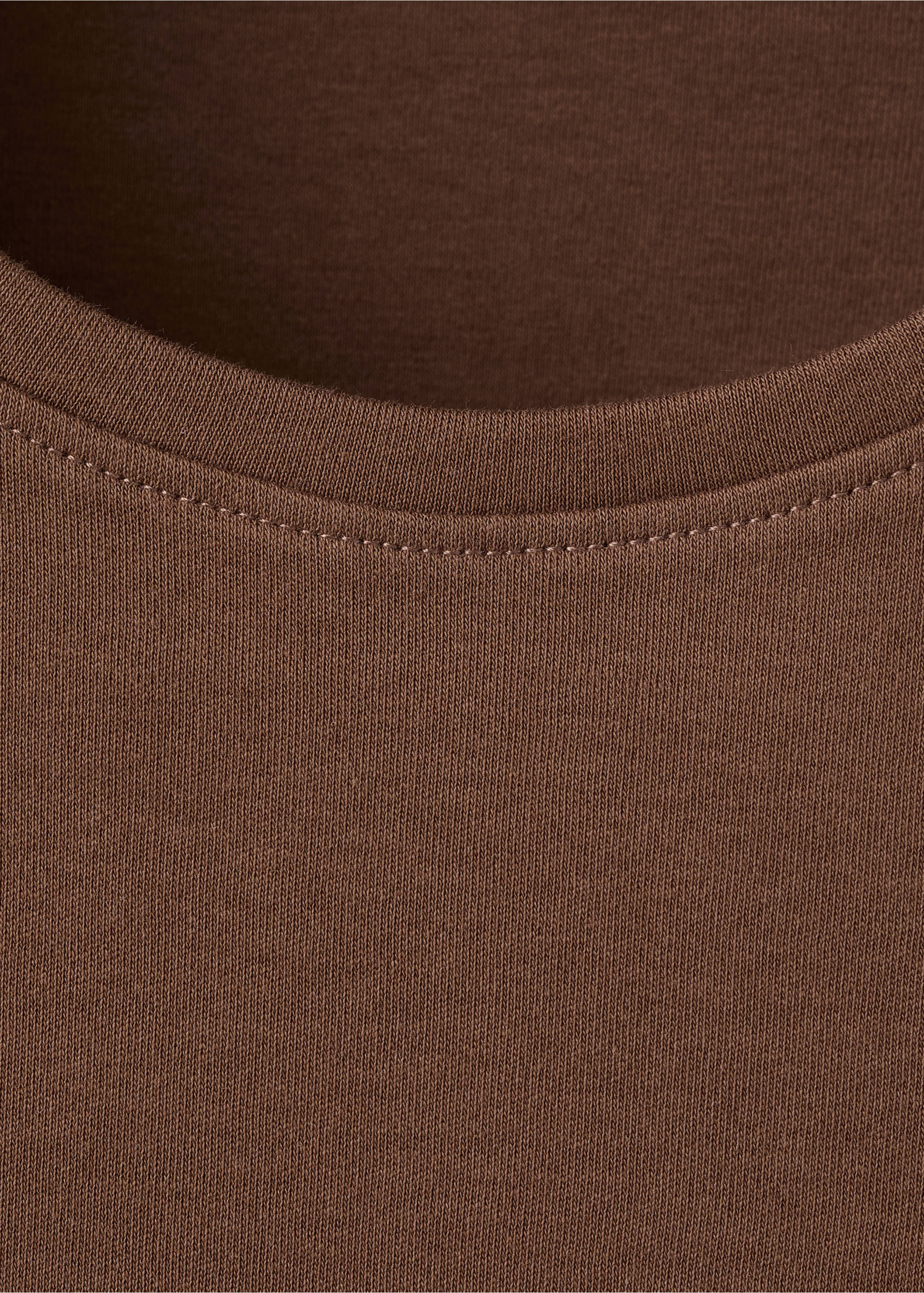 Short-sleeved cotton t-shirt - Details of the article 8, Brown. Ref: 27063312-00.