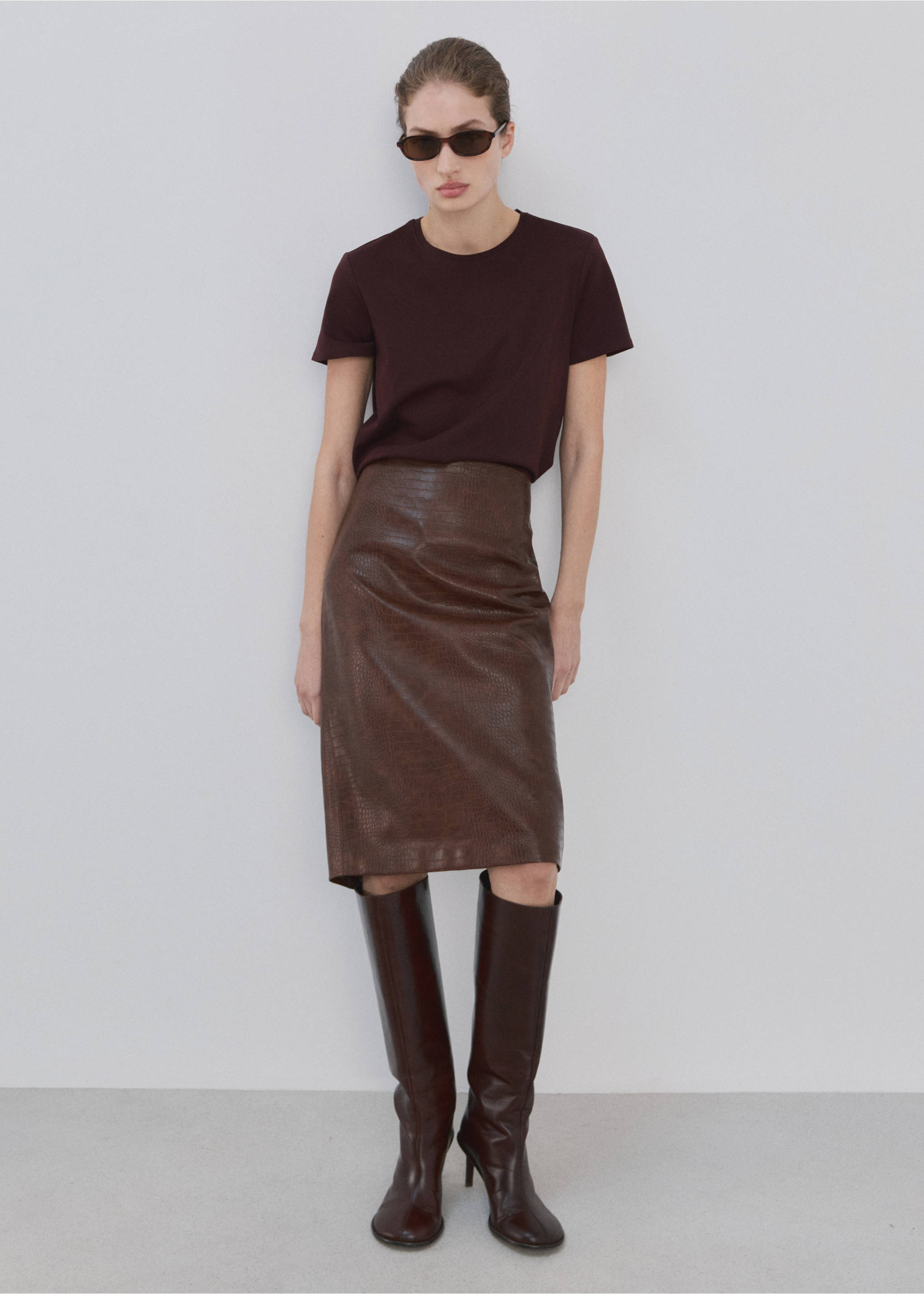 Short-sleeved cotton t-shirt - General plane, Burgundy. Ref: 27063312-00.