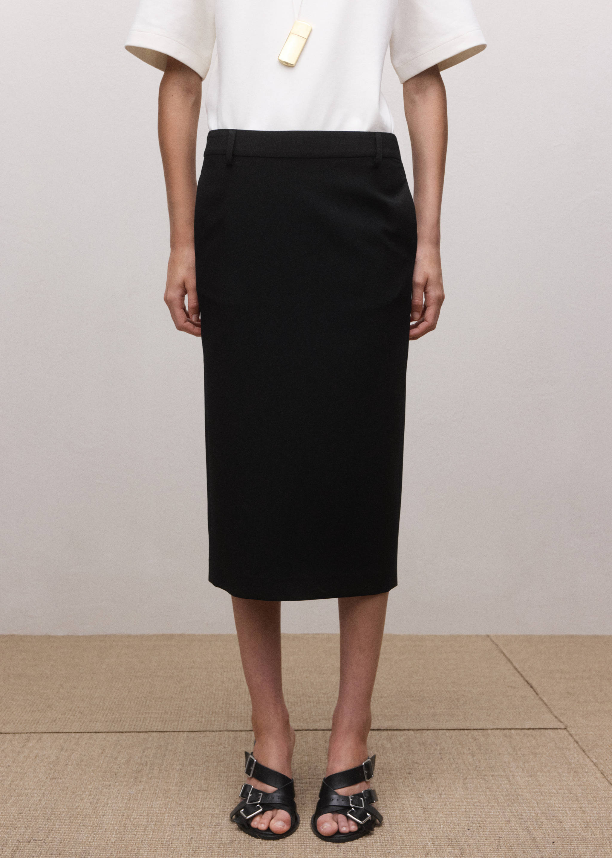 Falda midi mezcla lana - Plano medio