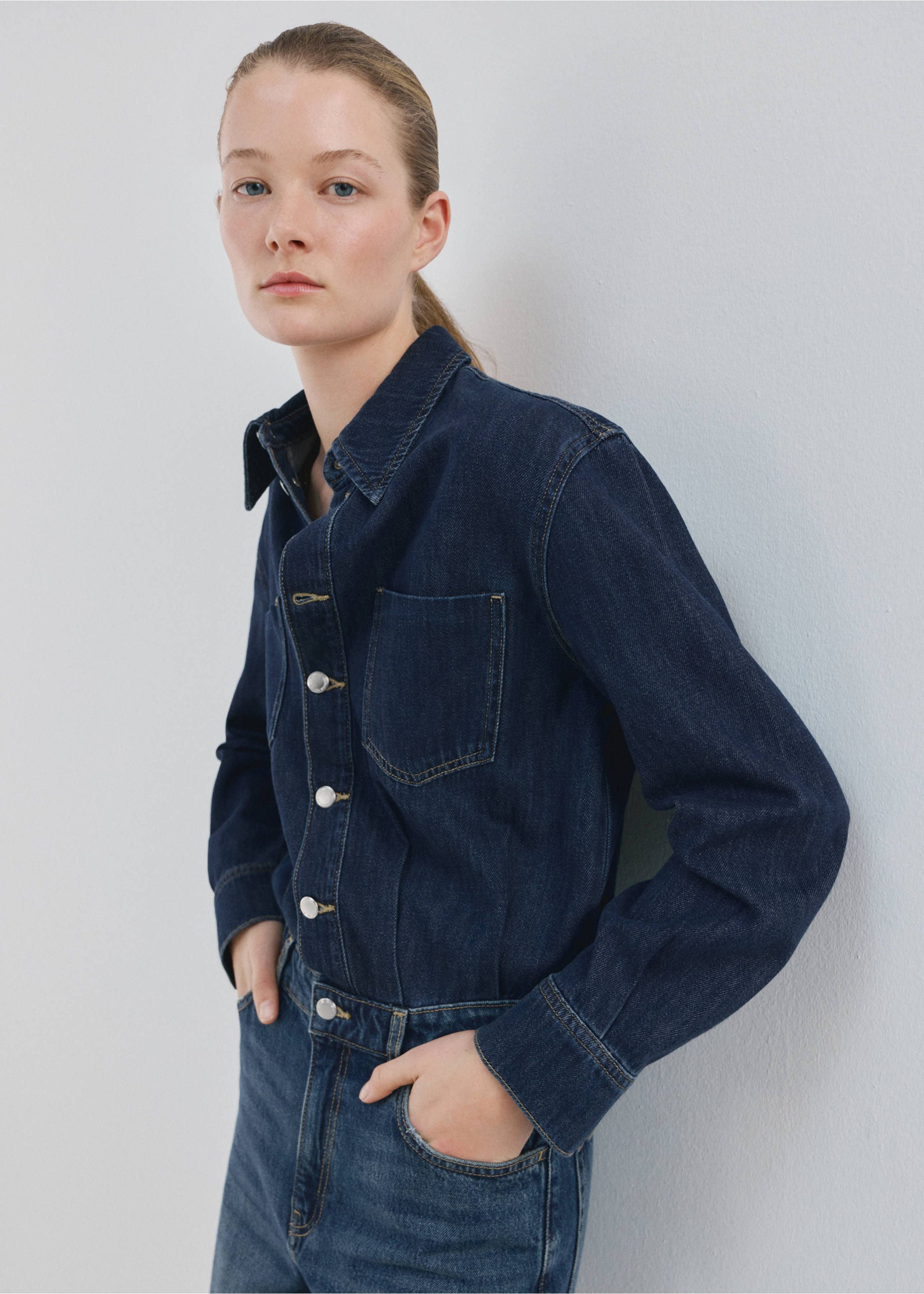 Buttons denim jumpsuit - Medium plane, Dark Blue. Ref: 27065812-00.