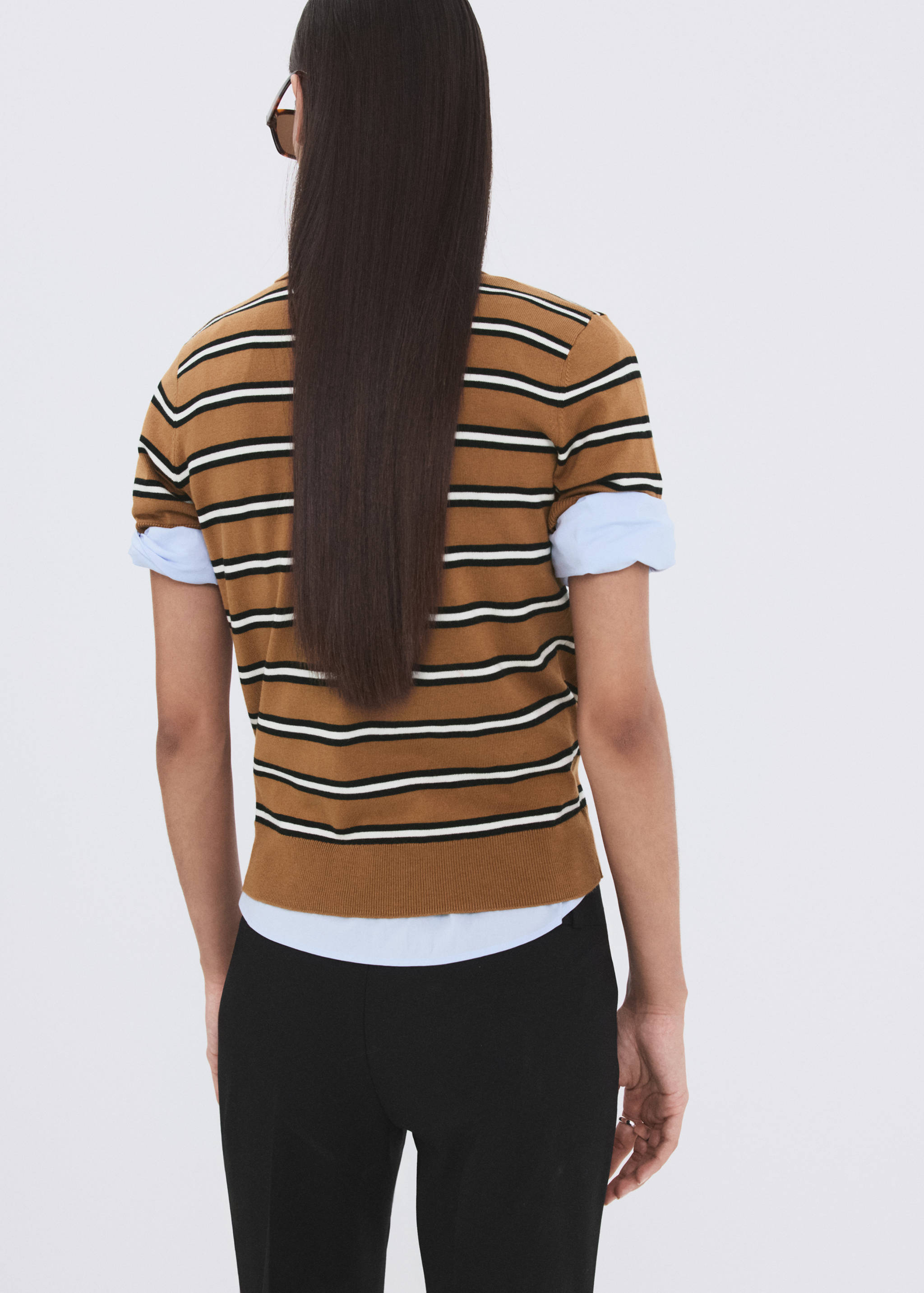 Striped polo-neck sweater - Reverse of the article