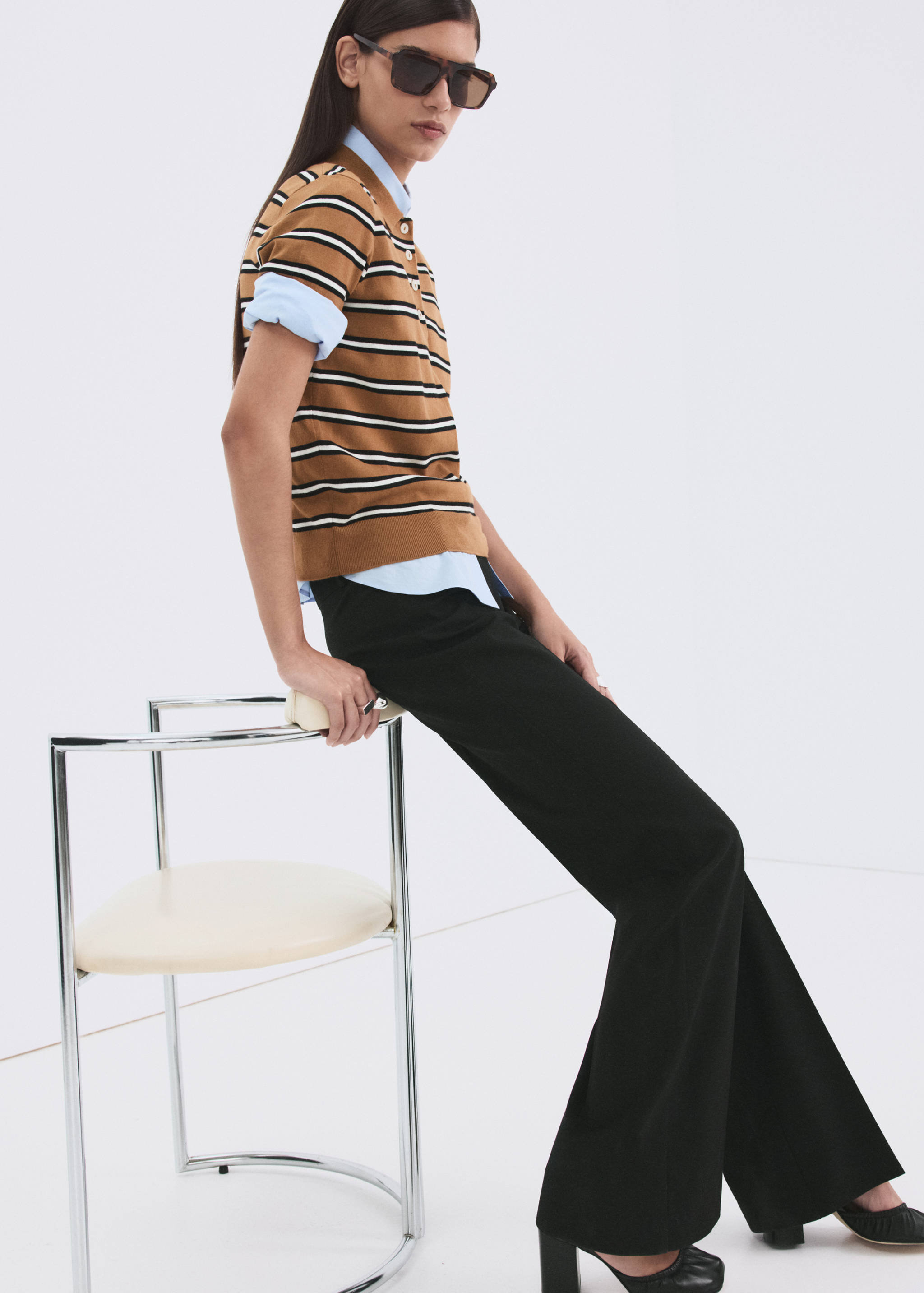 Striped polo-neck sweater - Details of the article 2