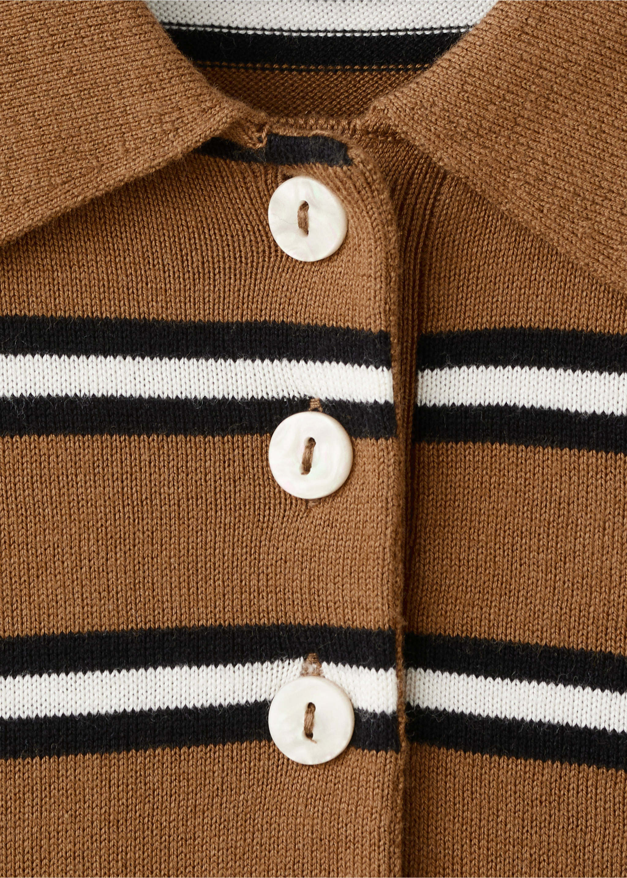 Striped polo-neck sweater - Details of the article 8, Caramel. Ref: 27065818-00.
