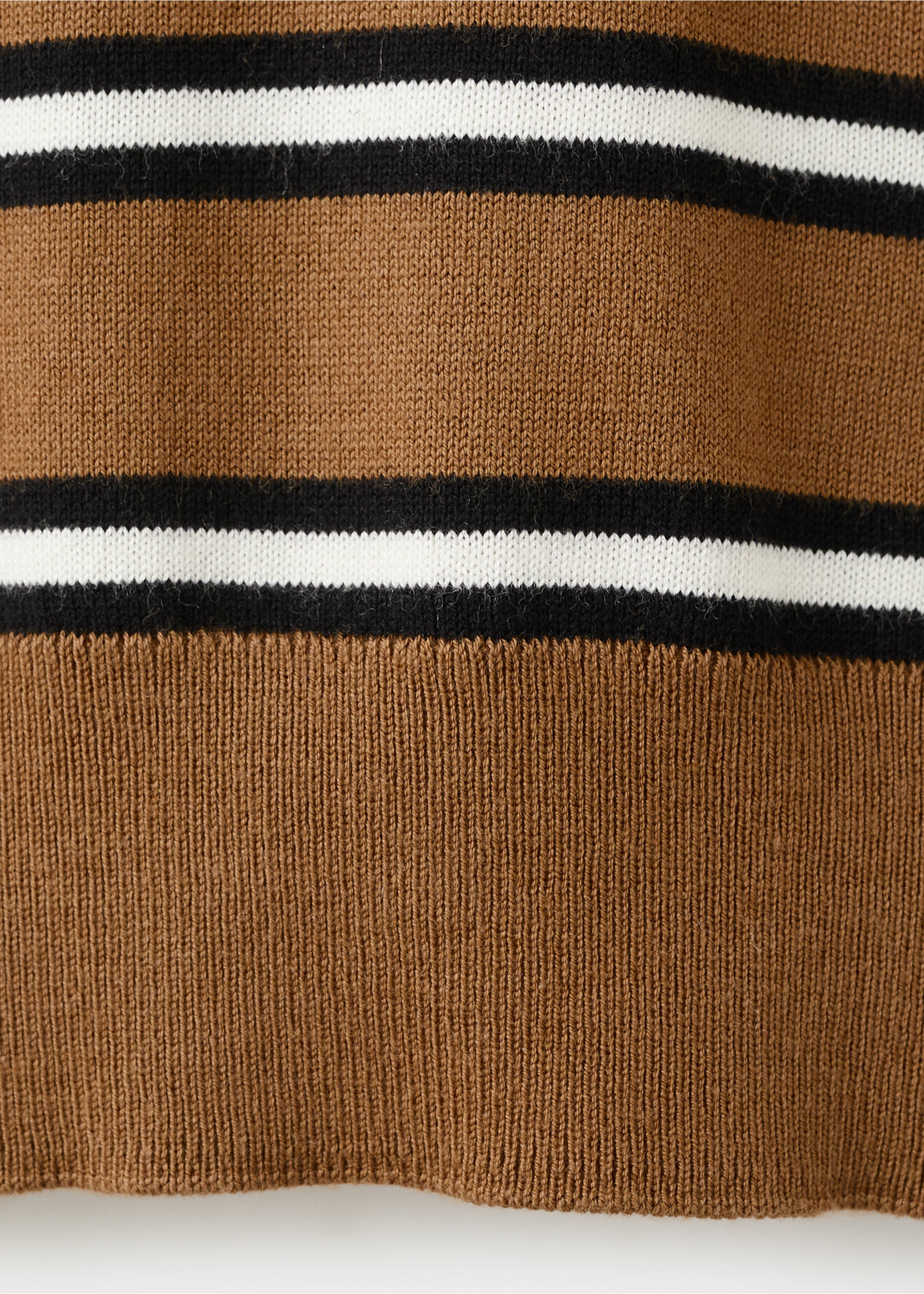 Striped polo-neck sweater - Details of the article 0, Caramel. Ref: 27065818-00.