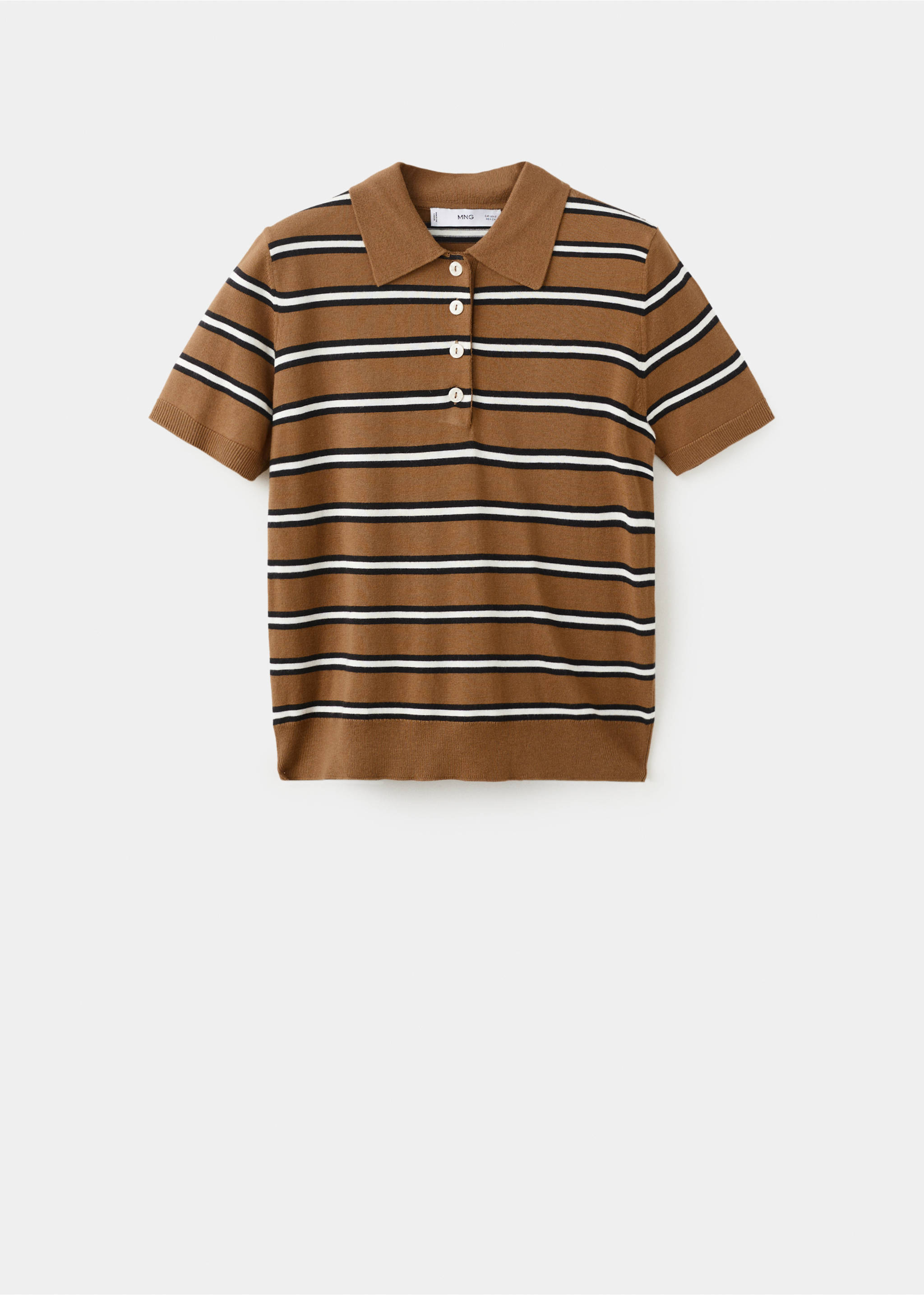 Striped polo-neck sweater - Article without model, Caramel. Ref: 27065818-00.