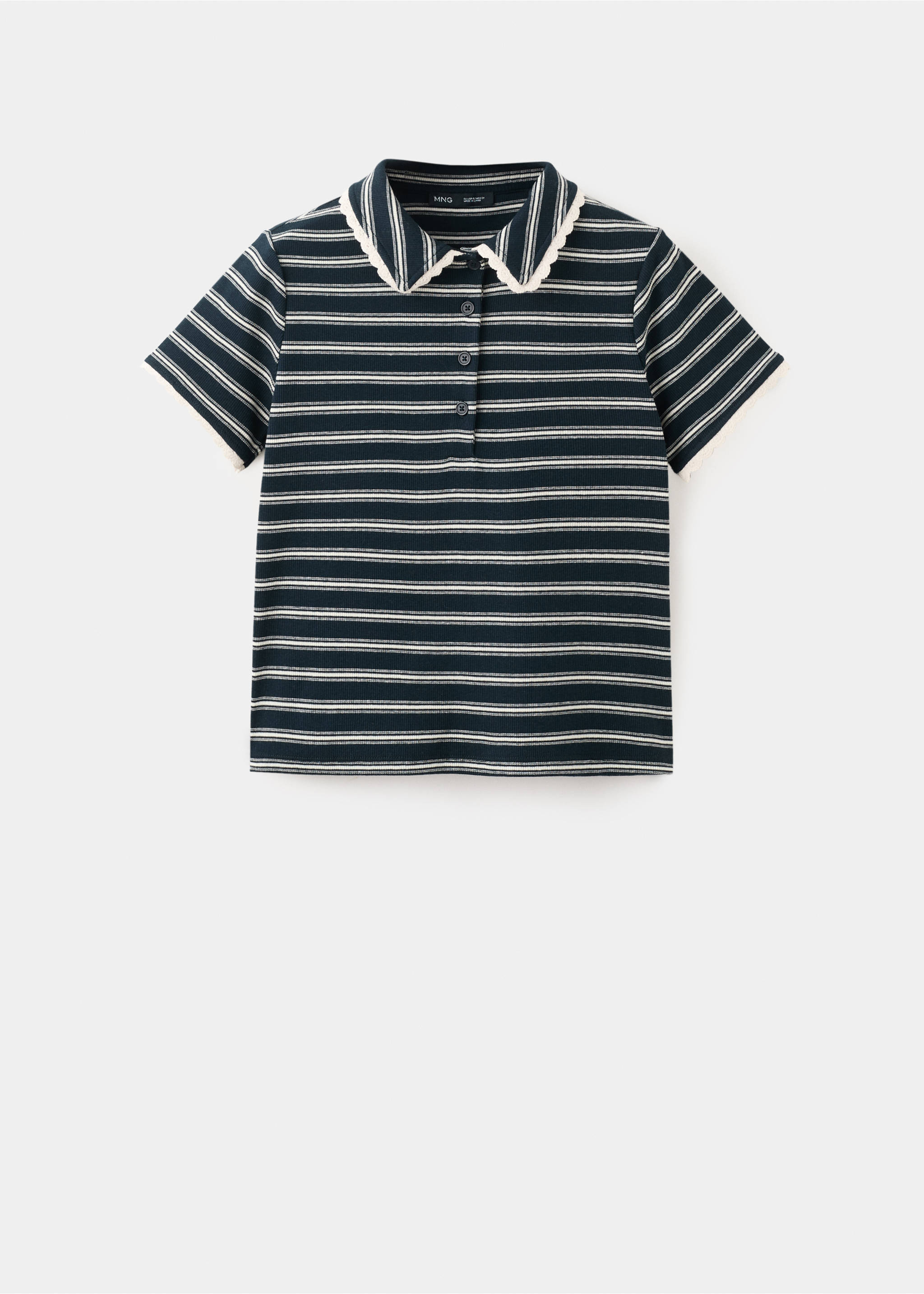 Polo rayures festonné - Article sans modèle, Bleu marine. Ref: 27065825-00.