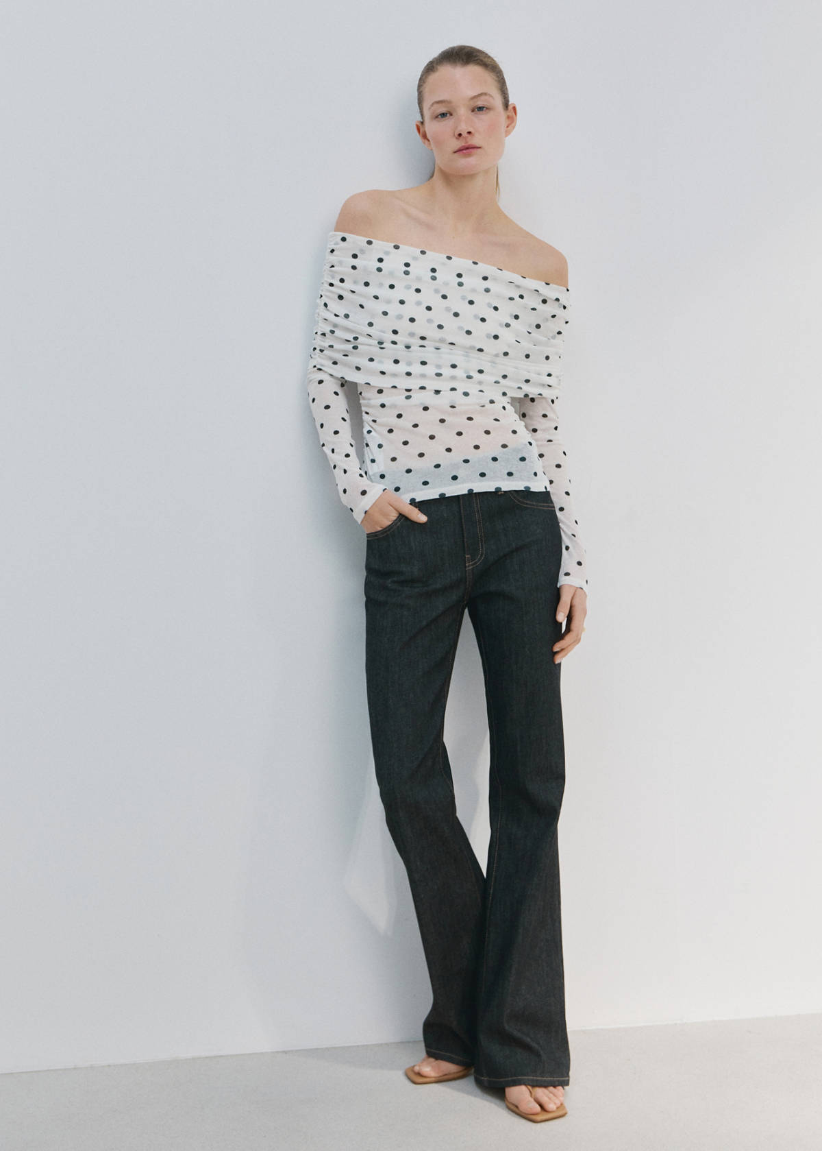 Polka dot strapless top