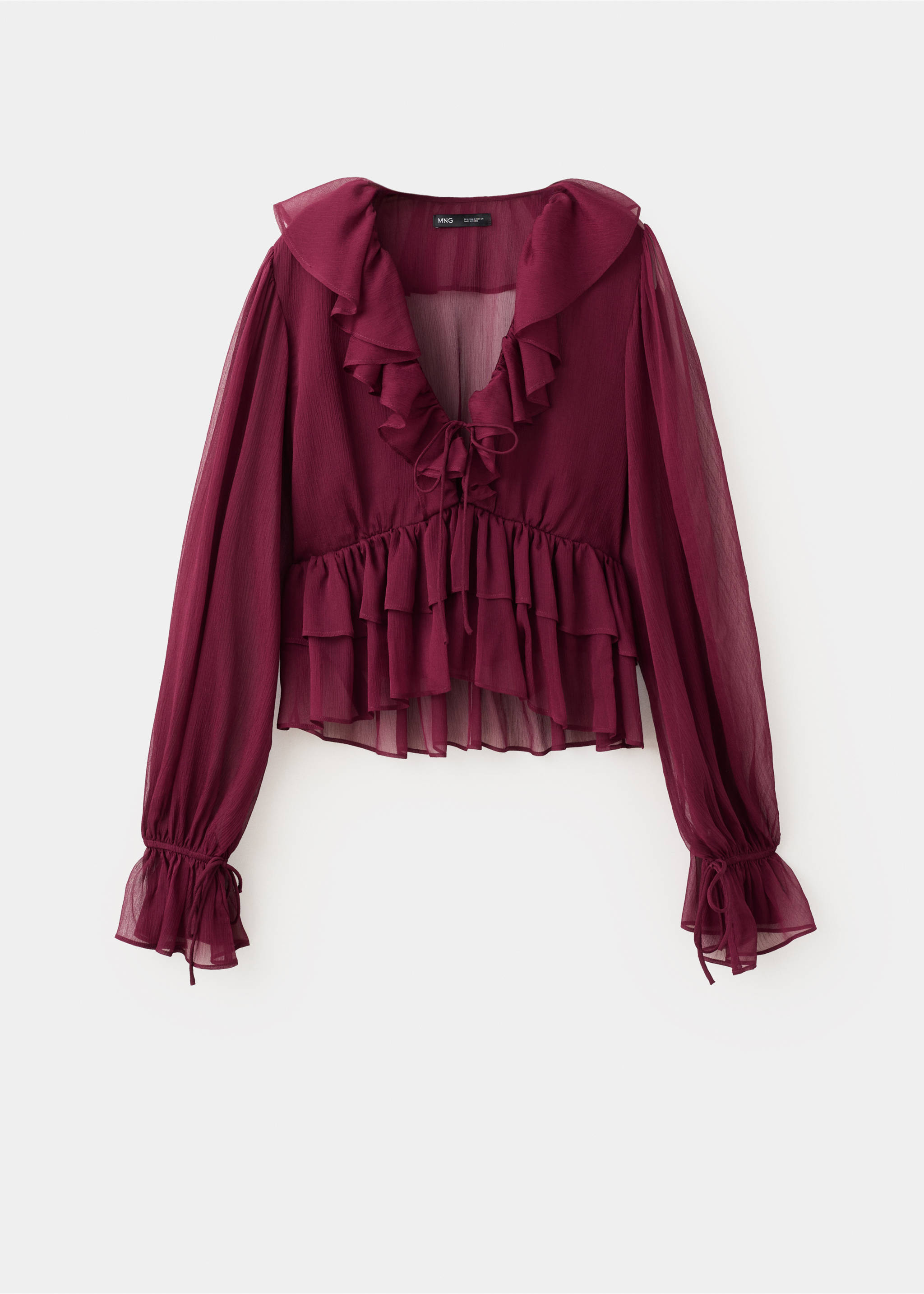 Blouse volants fluide - Article sans modèle, Grenat. Ref: 27067160-00.