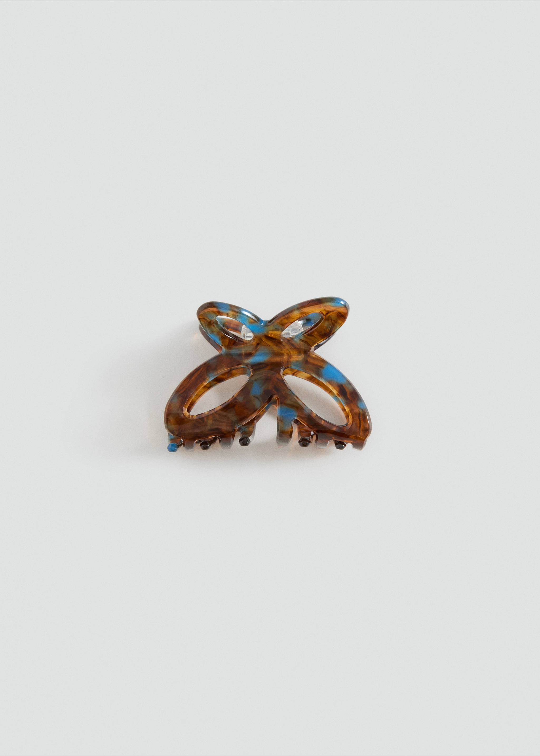 Tortoiseshell butterfly hair claw clip with blue and brown marbled pattern., Brown. Ref: 27069215-00.