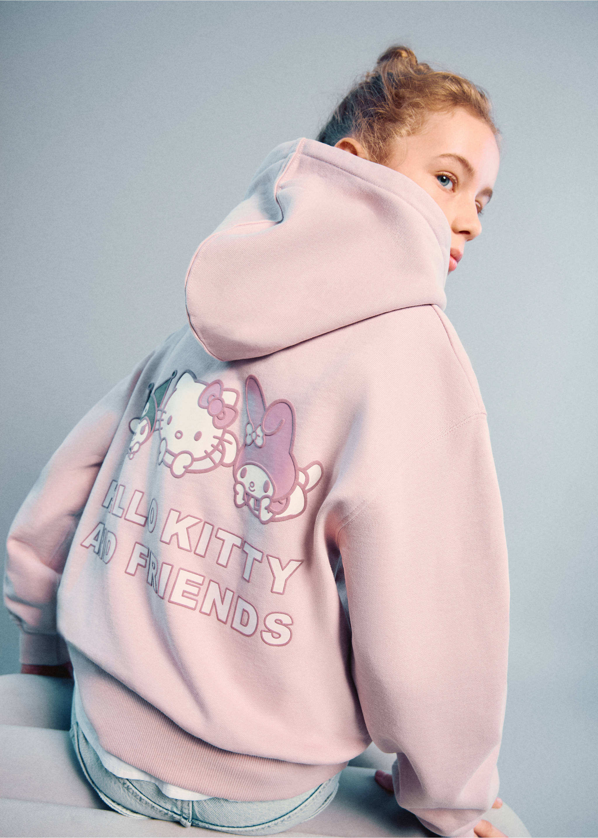 Sweat-shirt Hello Kitty - Plan moyen, Rose. Ref: 27071183-00.