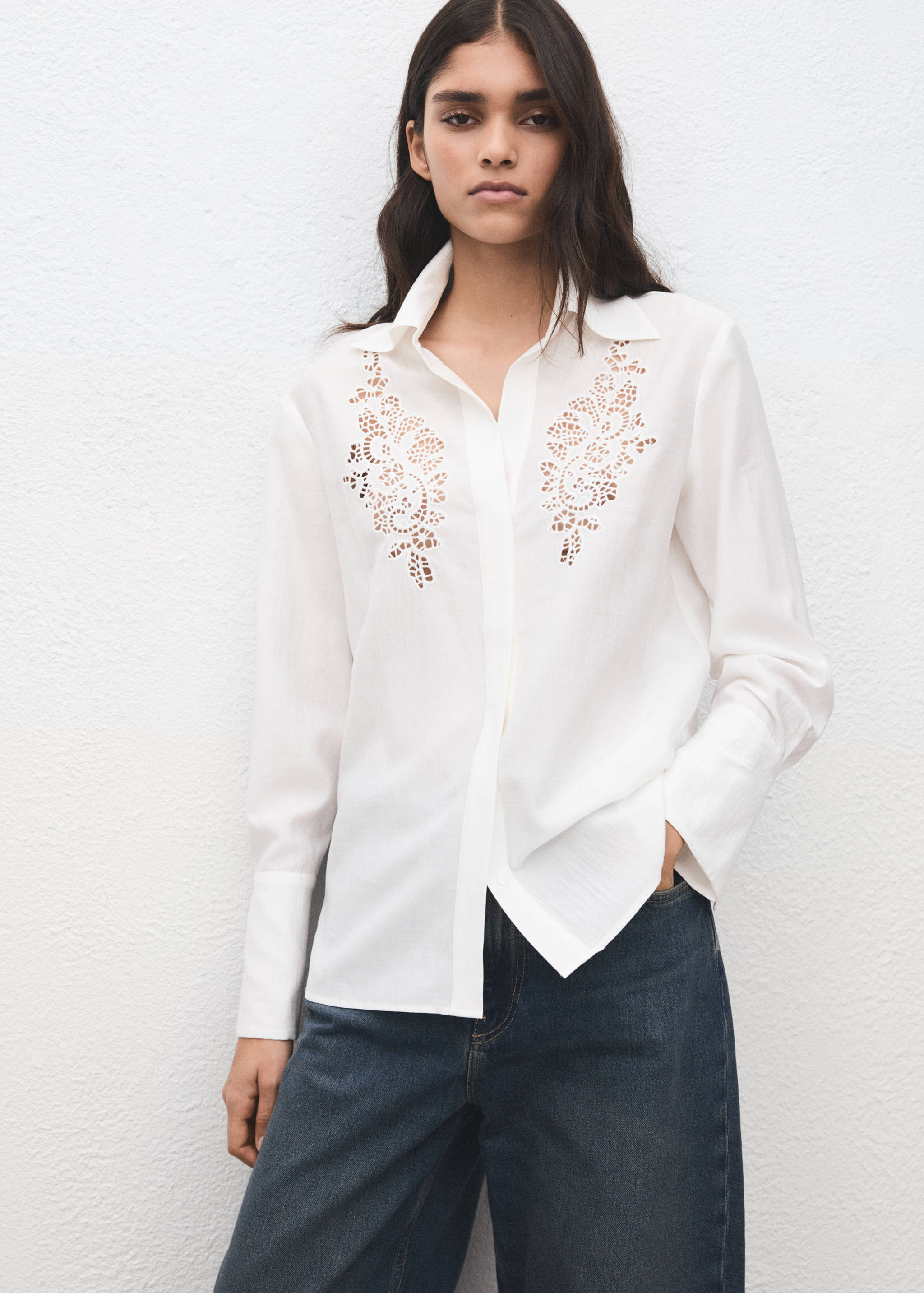 Embroidered openwork shirt - Medium plane
