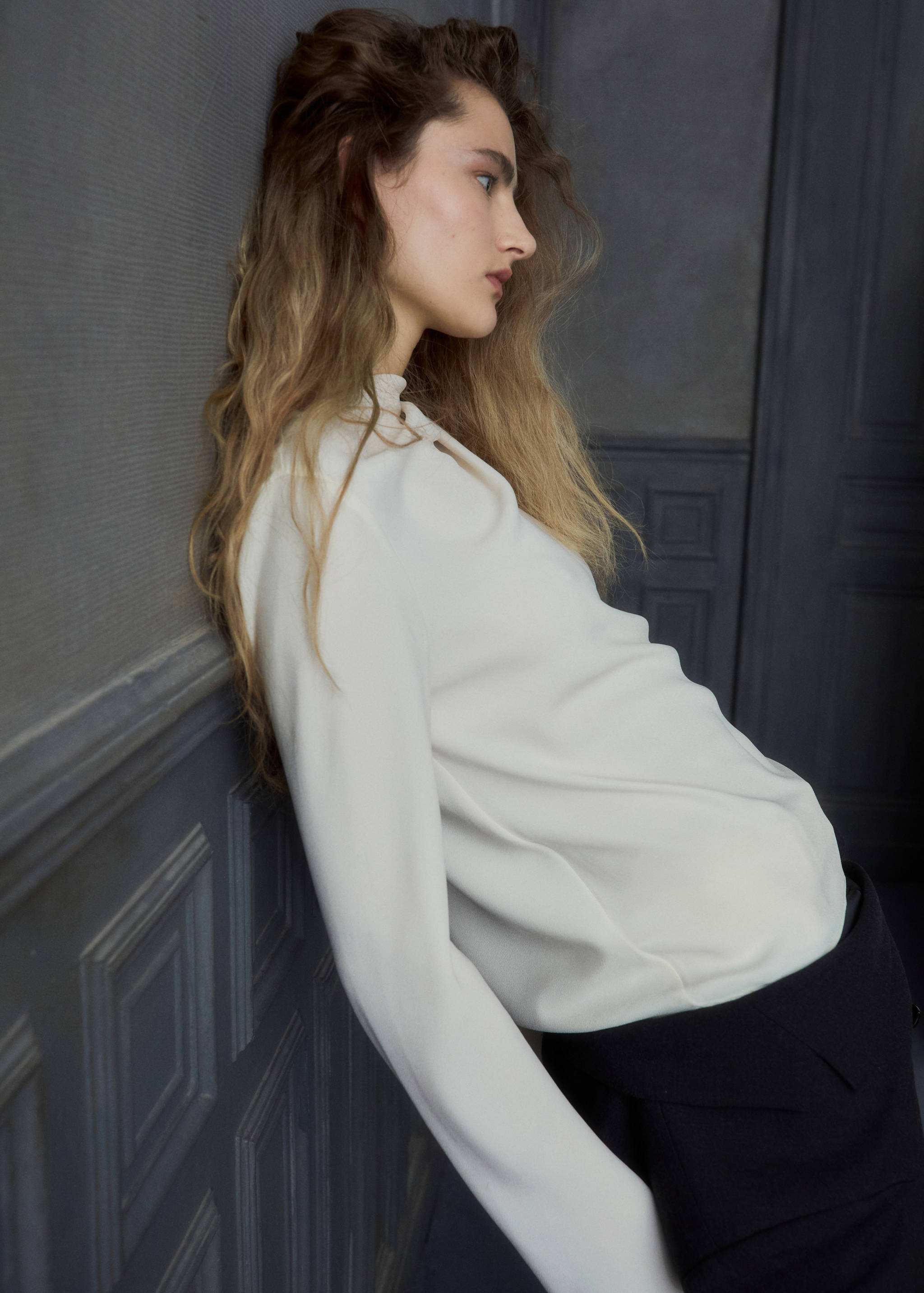 Blouse col bateau drapé - Plan moyen