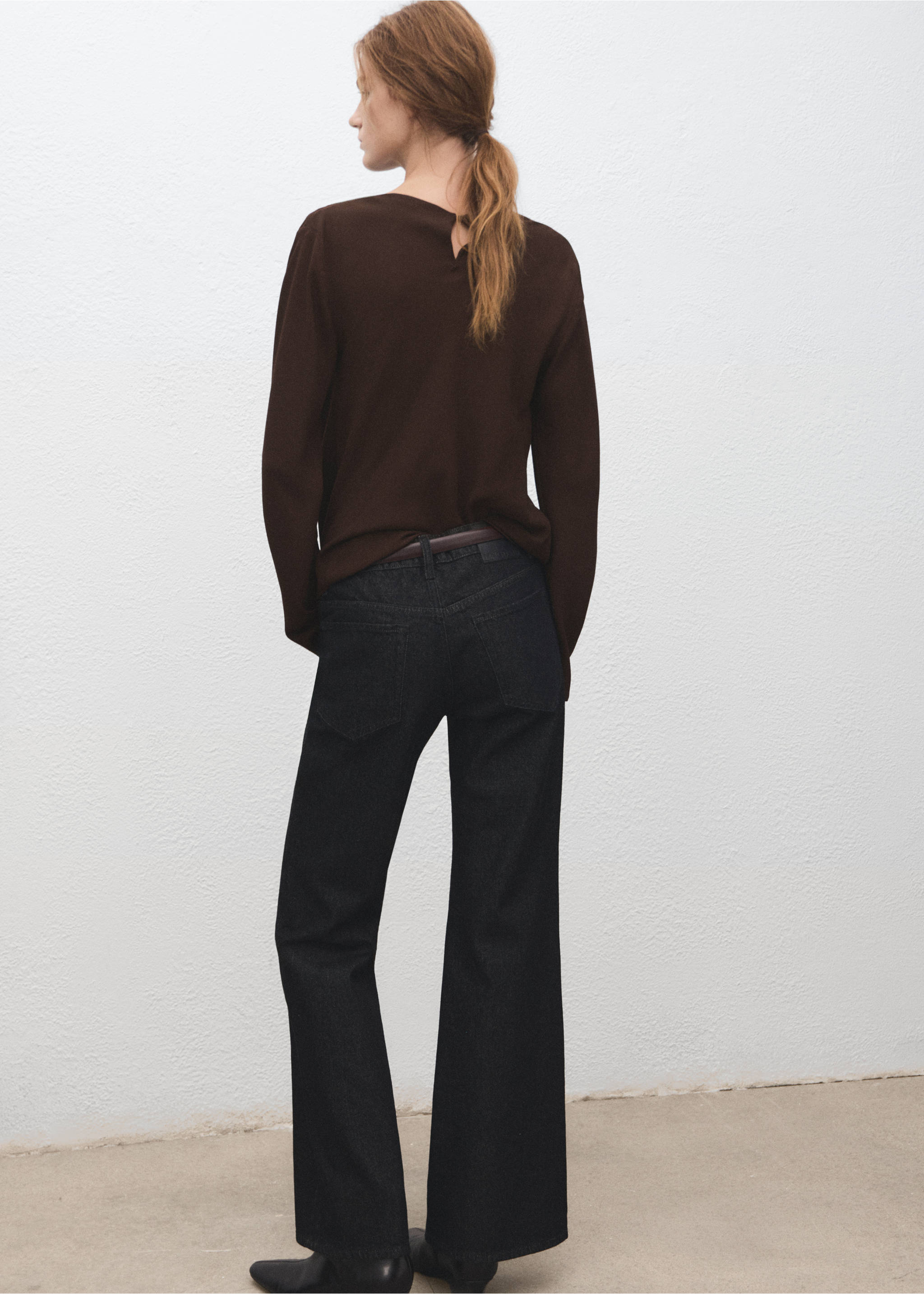 Blouse col bateau drapé - Verso de l’article, Marron. Ref: 27071247-00.