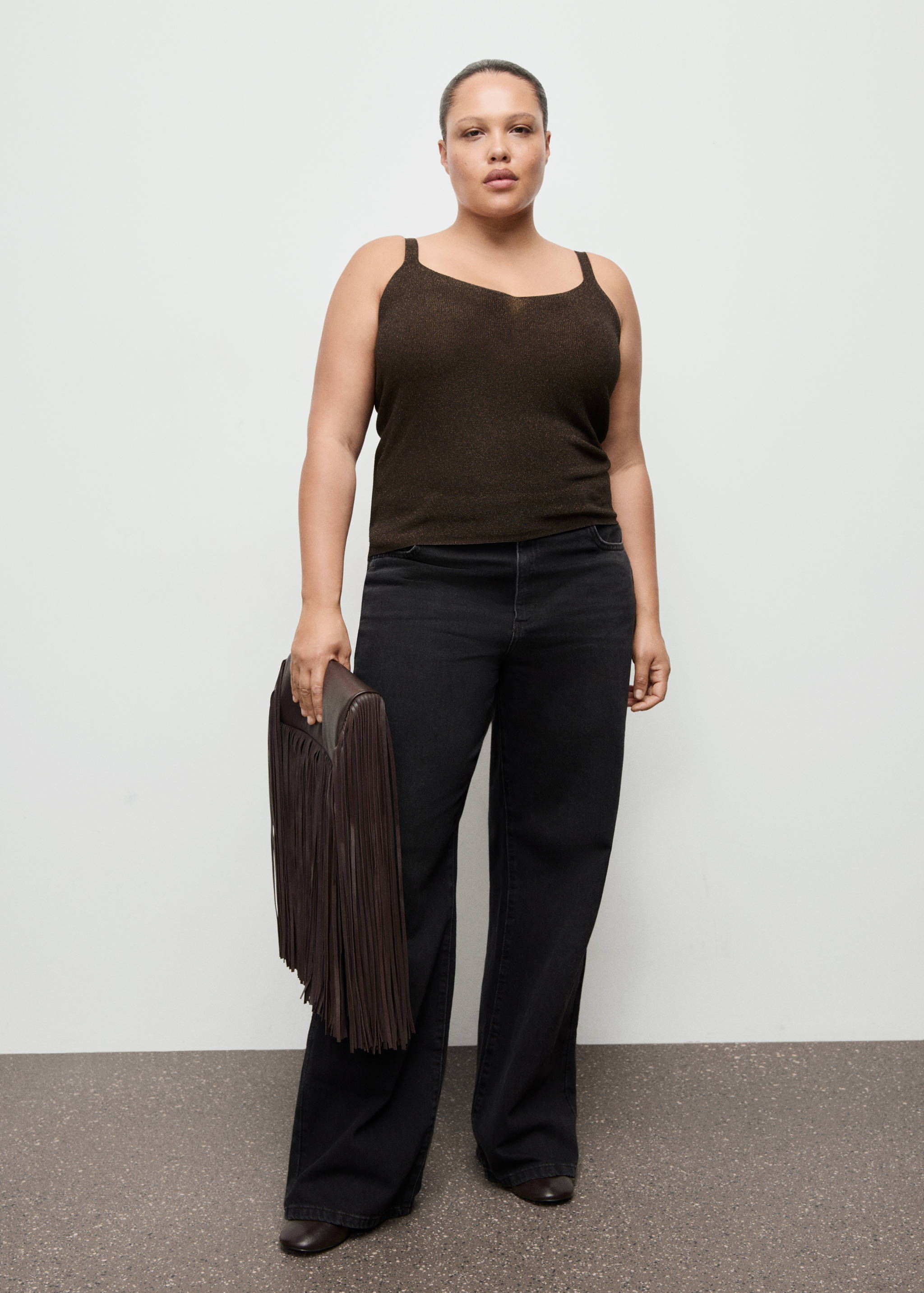 Lurex knitted V-neck top - Details of the article 6