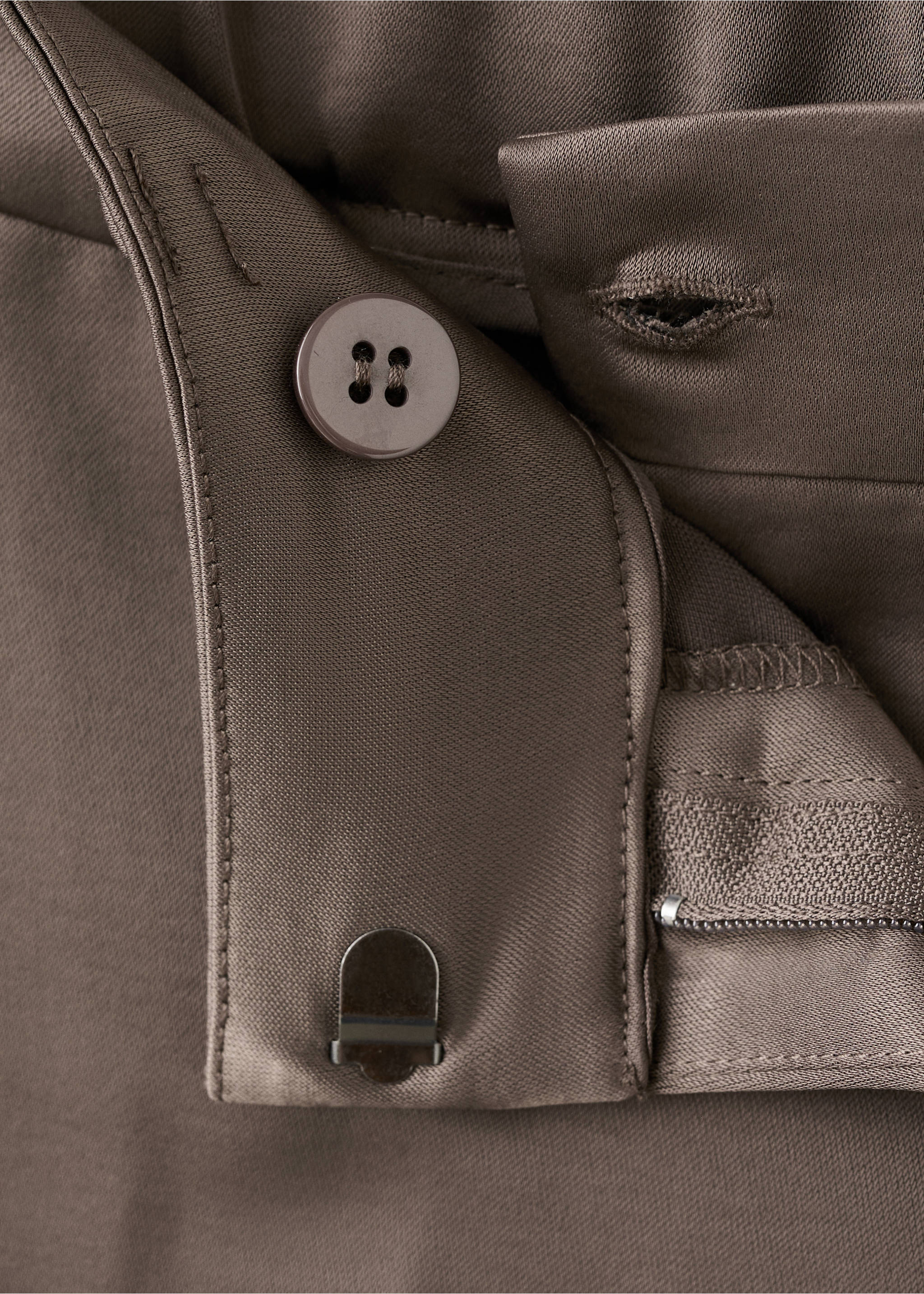 Satin straight-fit trousers - Details of the article 8, Medium Brown. Ref: 27071291-00.