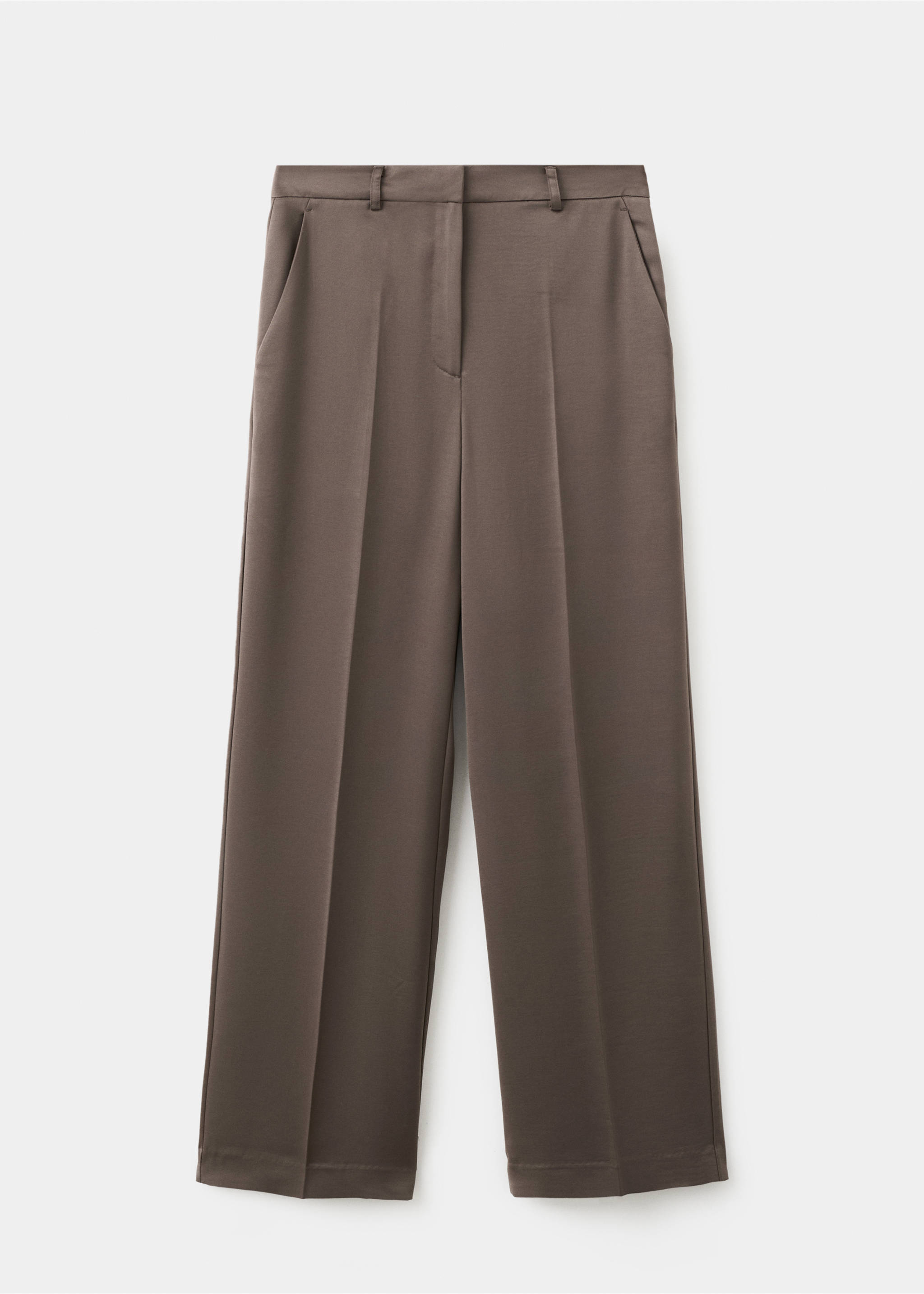 Satin straight-fit trousers - Article without model, Medium Brown. Ref: 27071291-00.
