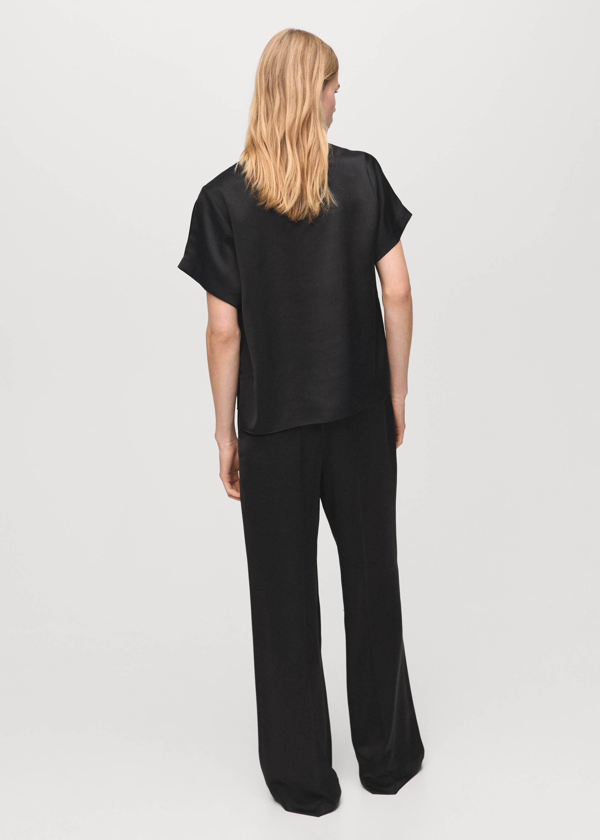 Satin straight-fit trousers - Reverse of the article