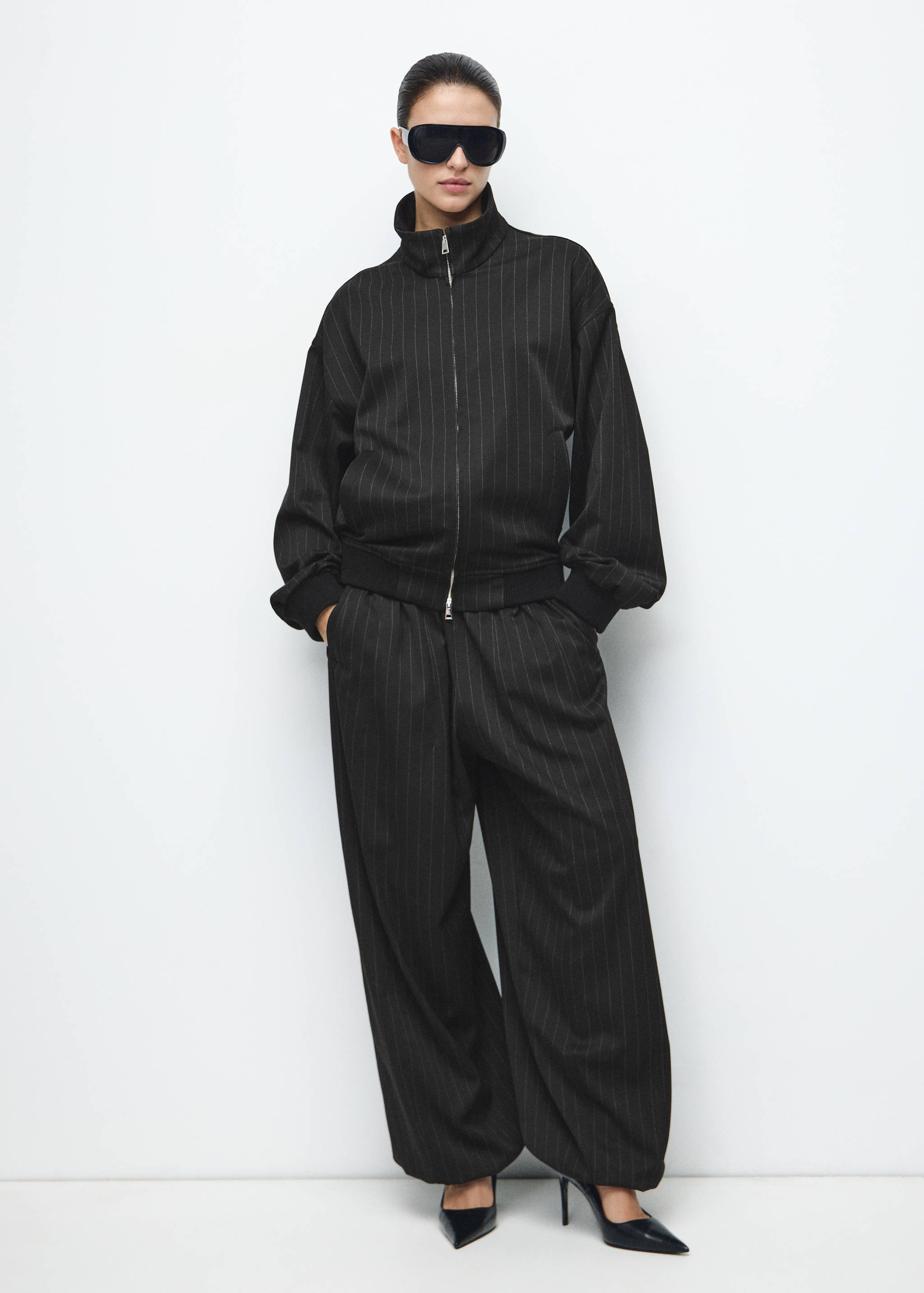 Pinstripe bomber jacket - General plane