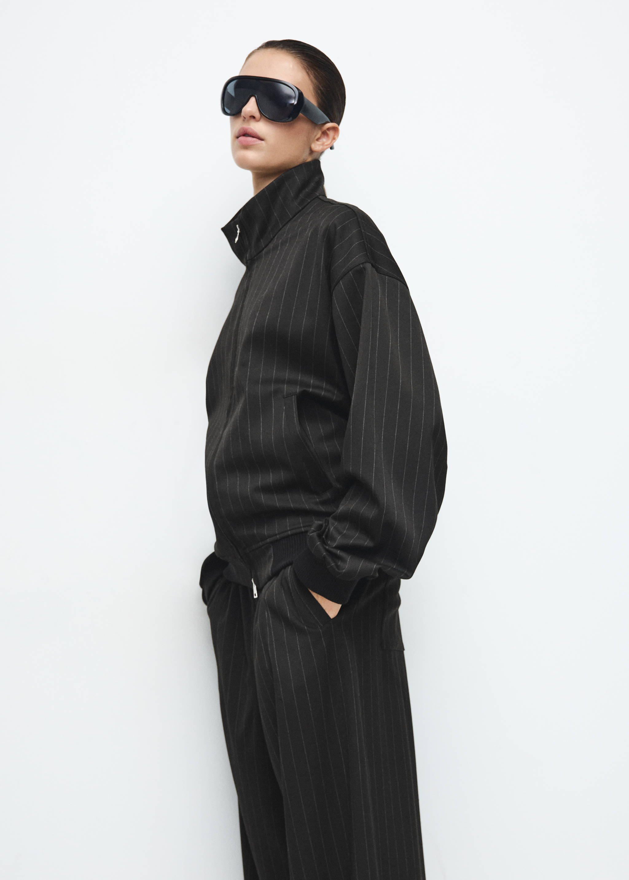 Pinstripe bomber jacket - Medium plane