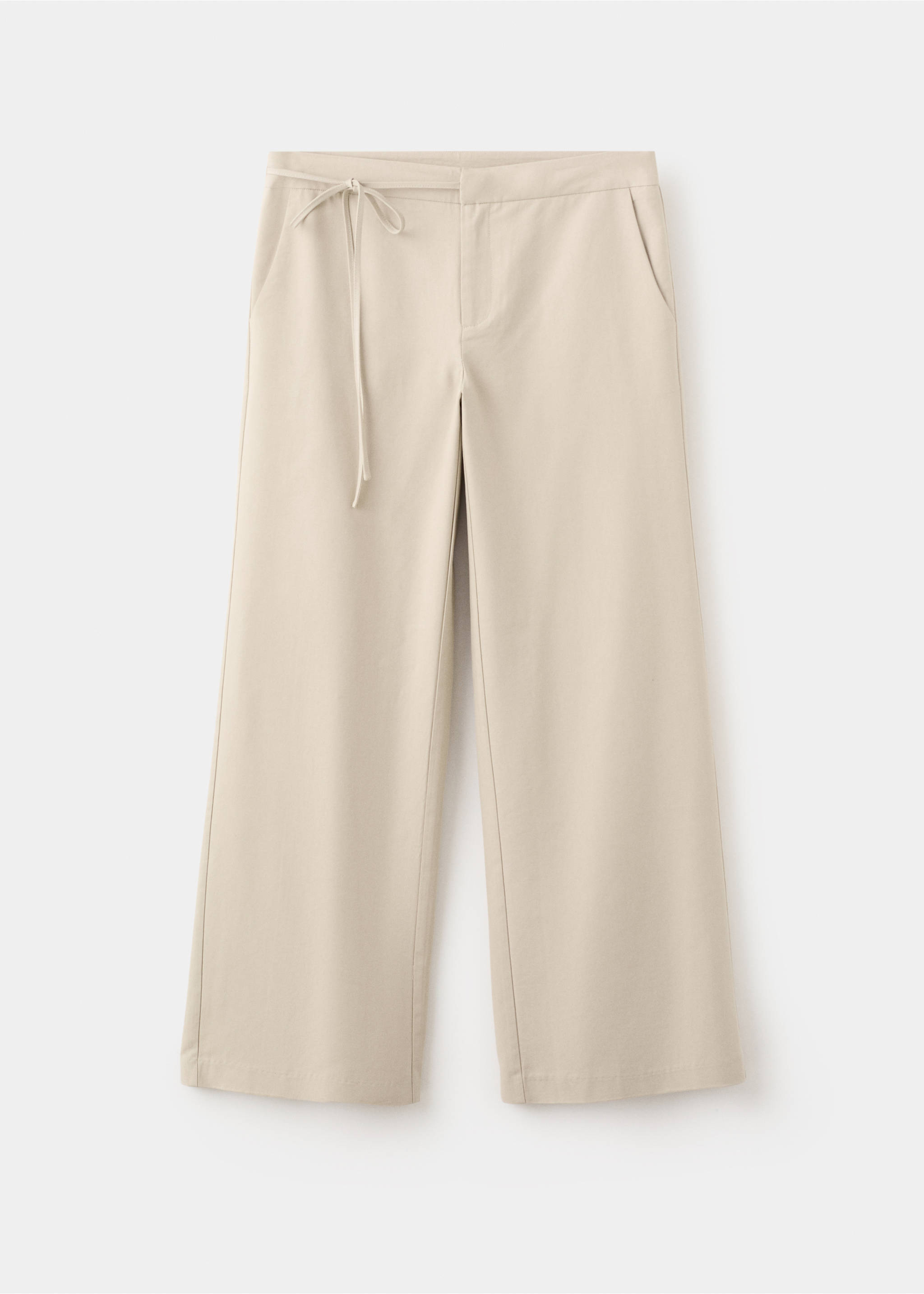 Beige straight trousers with a side tie closure., Beige. Ref: 27072549-00.