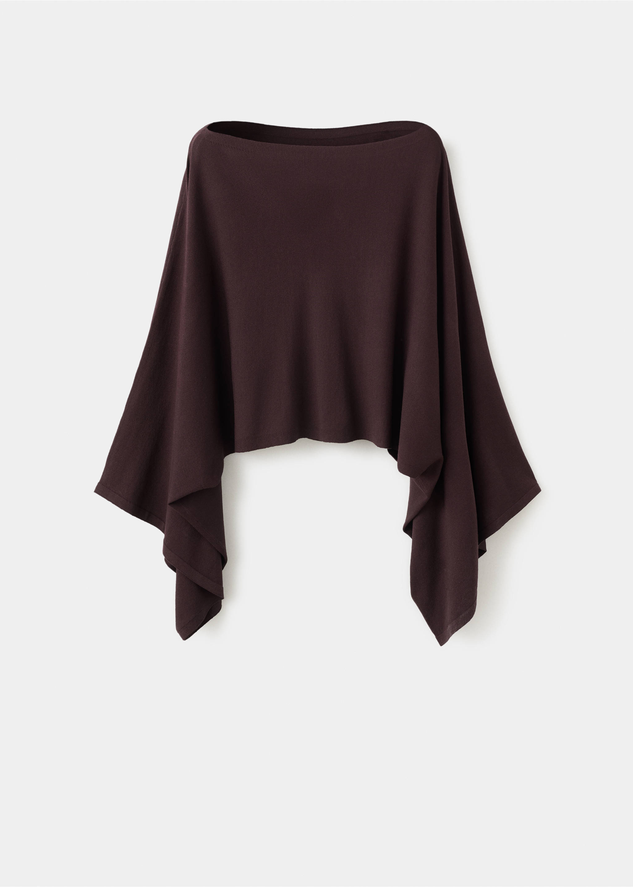 Dark burgundy cape with a boat neckline and asymmetric drape., Wine. Ref: 27075826-00.