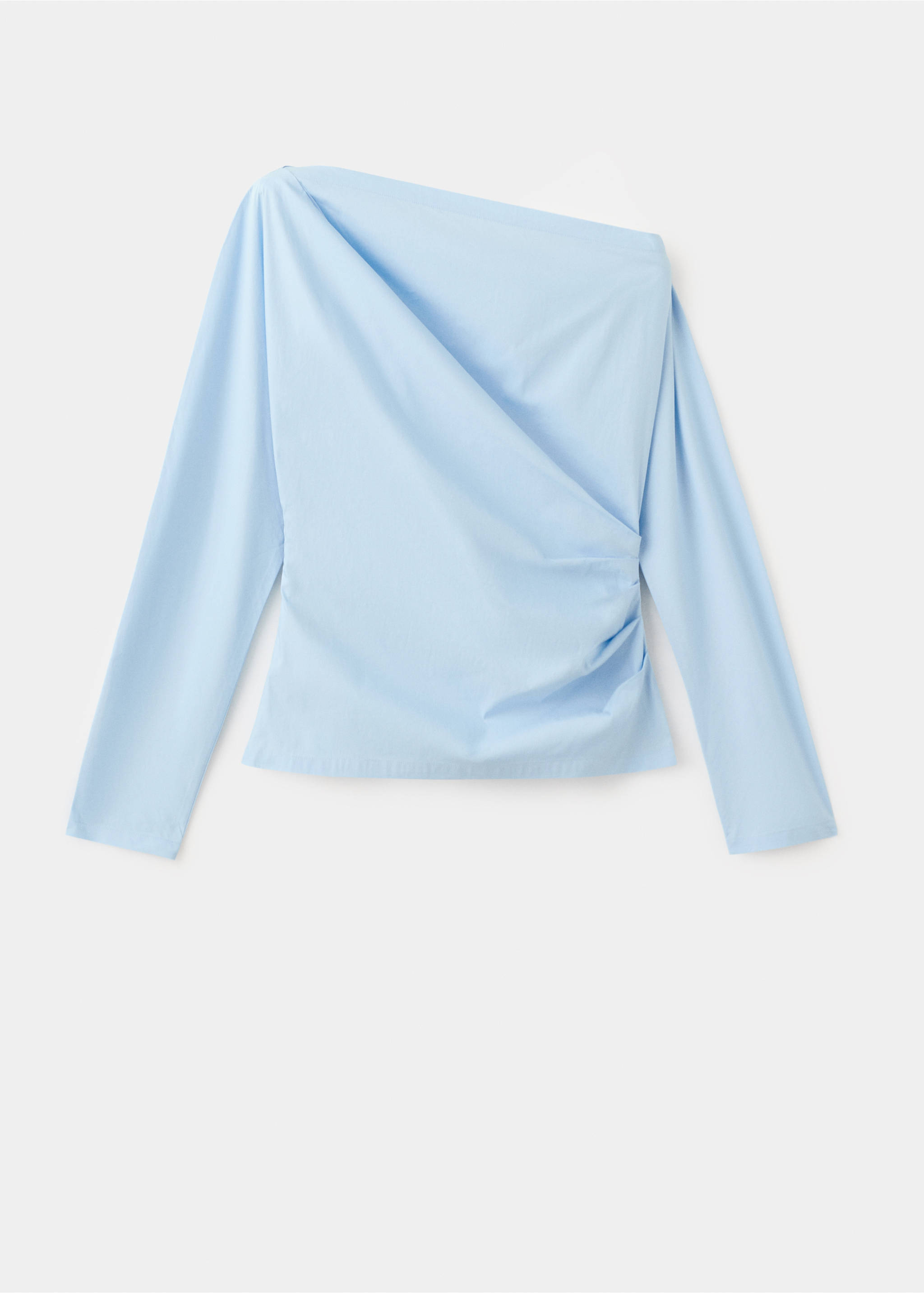 Cotton blouse with asymmetrical collar - Article without model, Blue. Ref: 27075843-00.